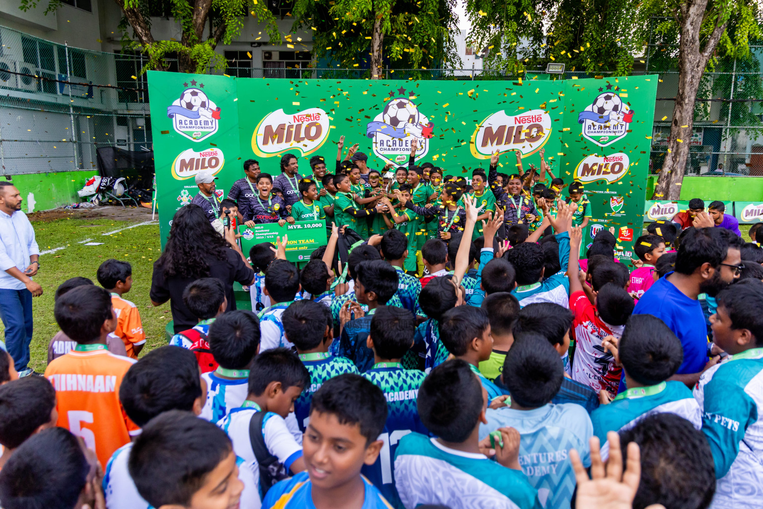Day 3 of MILO Academy Championship 2025 (U-12) was held at Henveiru Stadium in Male', Maldives on Saturday, 3rd May 2025. Photos: Nausham Waheed / images.mv