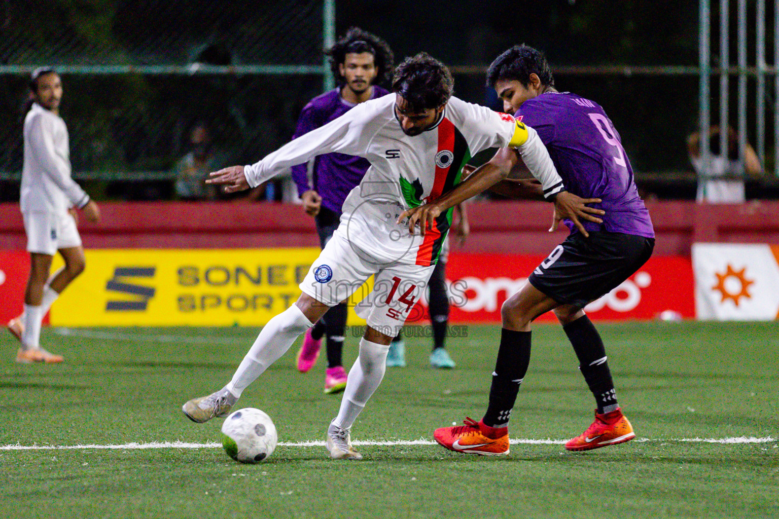 GA. Kolamaafushi vs GA. Kanduhulhuhdhoo in Day 19 of Golden Futsal Challenge 2024 was held on Friday, 2nd February 2024 in Hulhumale', Maldives 
Photos: Hassan Simah / images.mv