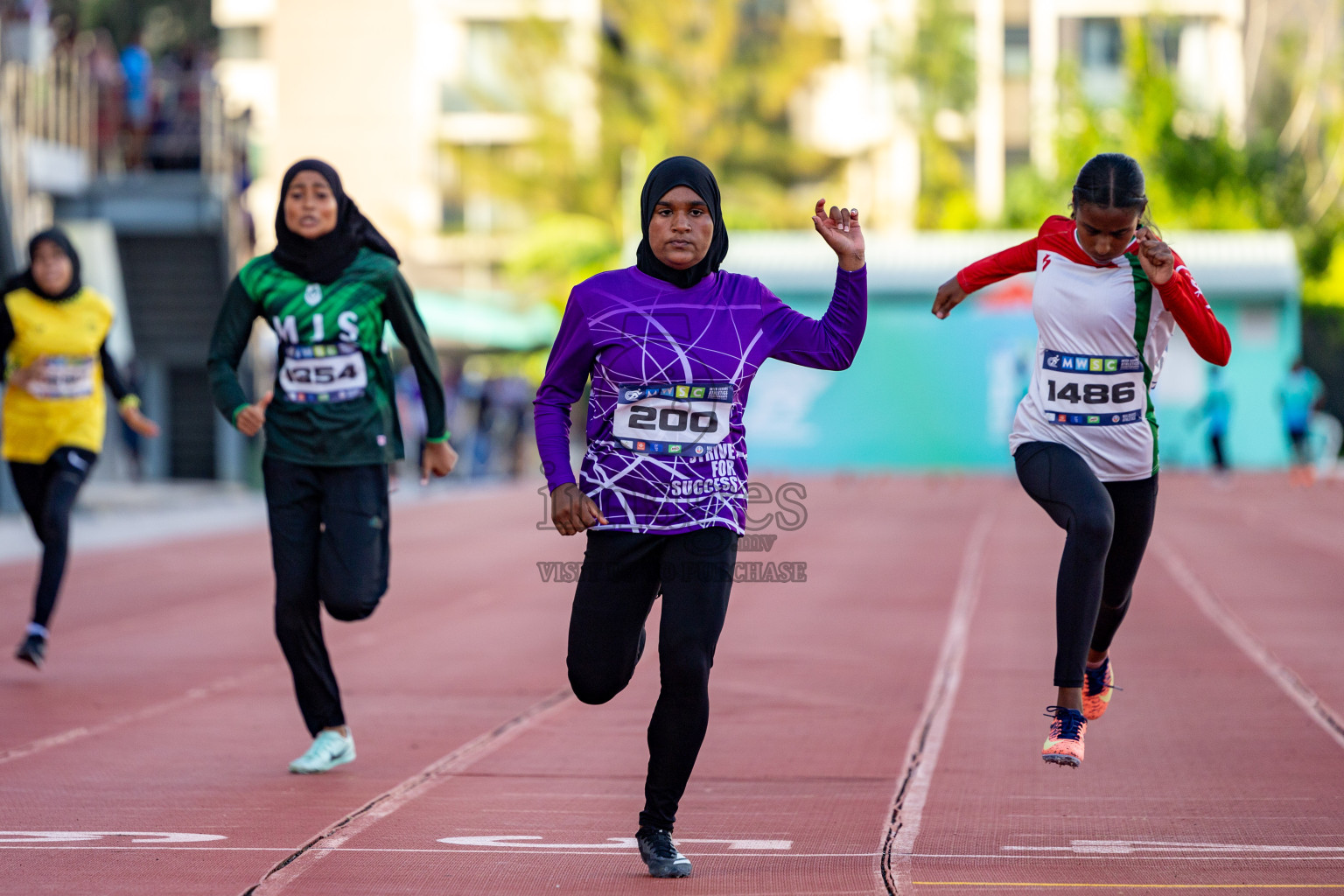 Day 1 of MWSC Interschool Athletics Championships 2024 held in Hulhumale Running Track, Hulhumale, Maldives on Saturday, 9th November 2024. 
Photos by: Hassan Simah / Images.mv