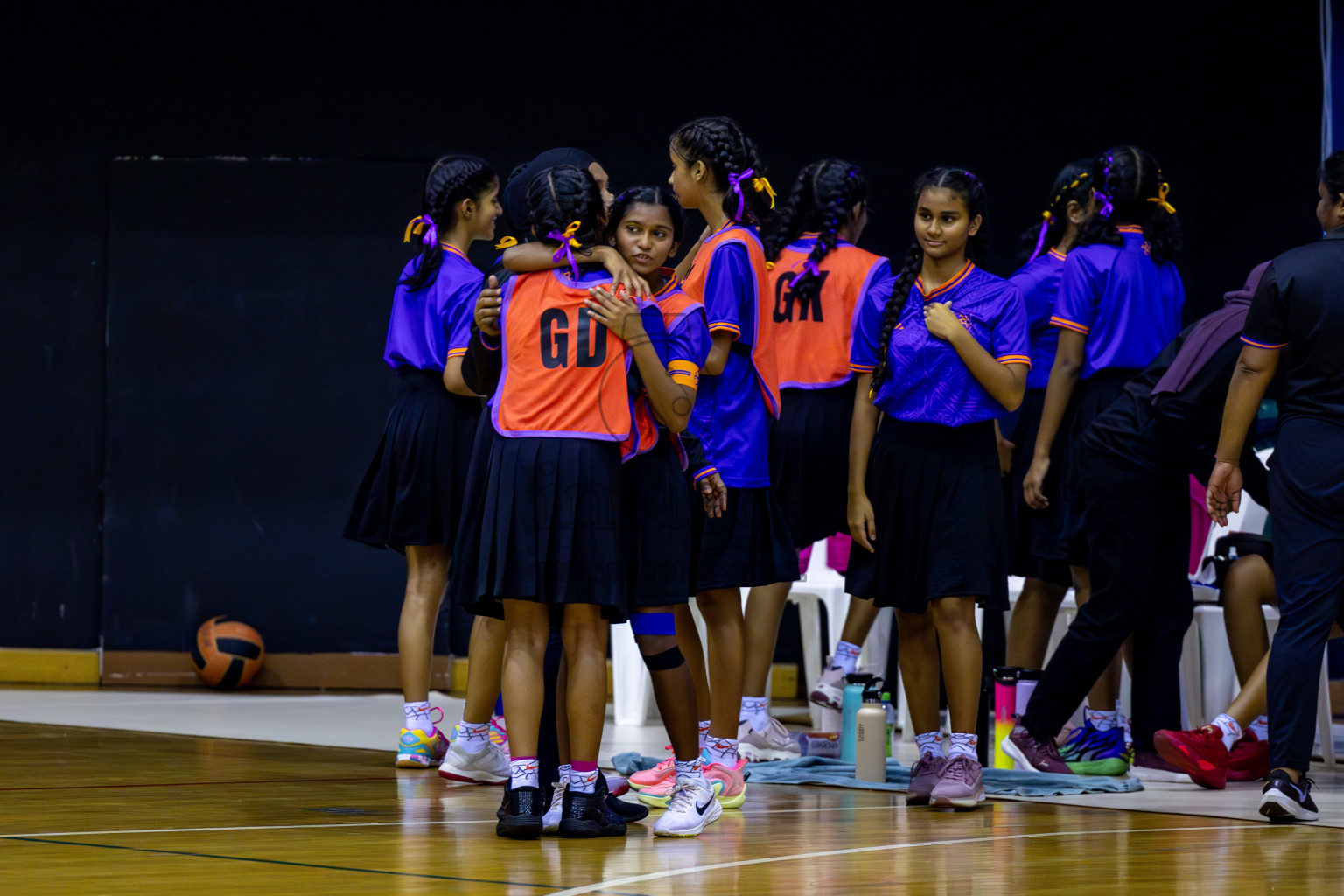 Iskandhar School vs Ghiyasuddin International School in the U15 Finals of Inter-school Netball Tournament held in Social Center at Male', Maldives on Monday, 26th August 2024. Photos: Hassan Simah / images.mv