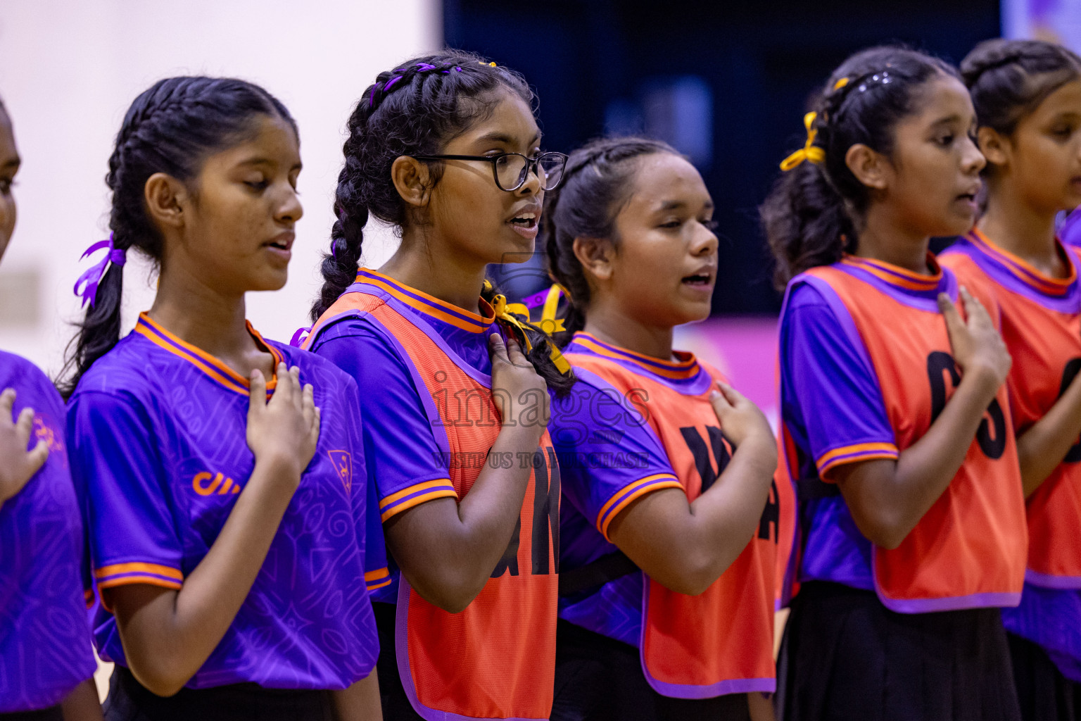 Iskandhar School vs Ghiyasuddin International School in the U15 Finals of Inter-school Netball Tournament held in Social Center at Male', Maldives on Monday, 26th August 2024. Photos: Hassan Simah / images.mv