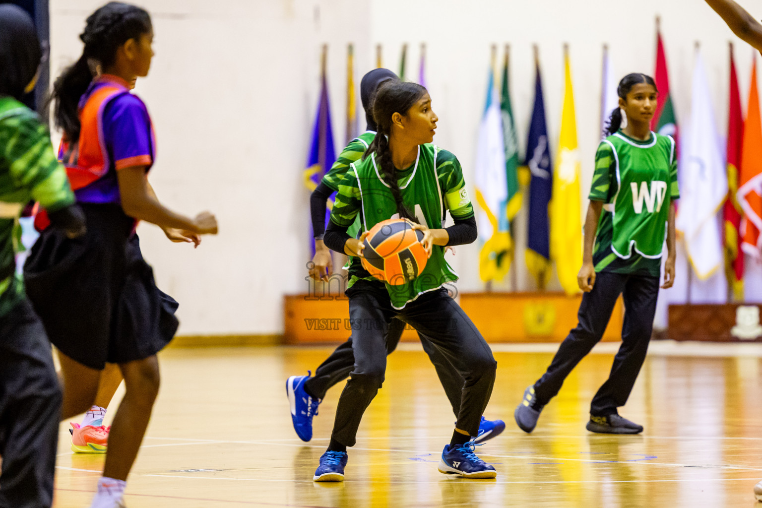 Day 9 of 25th Inter-School Netball Tournament was held in Social Center at Male', Maldives on Monday, 19th August 2024. Photos: Nausham Waheed / images.mv