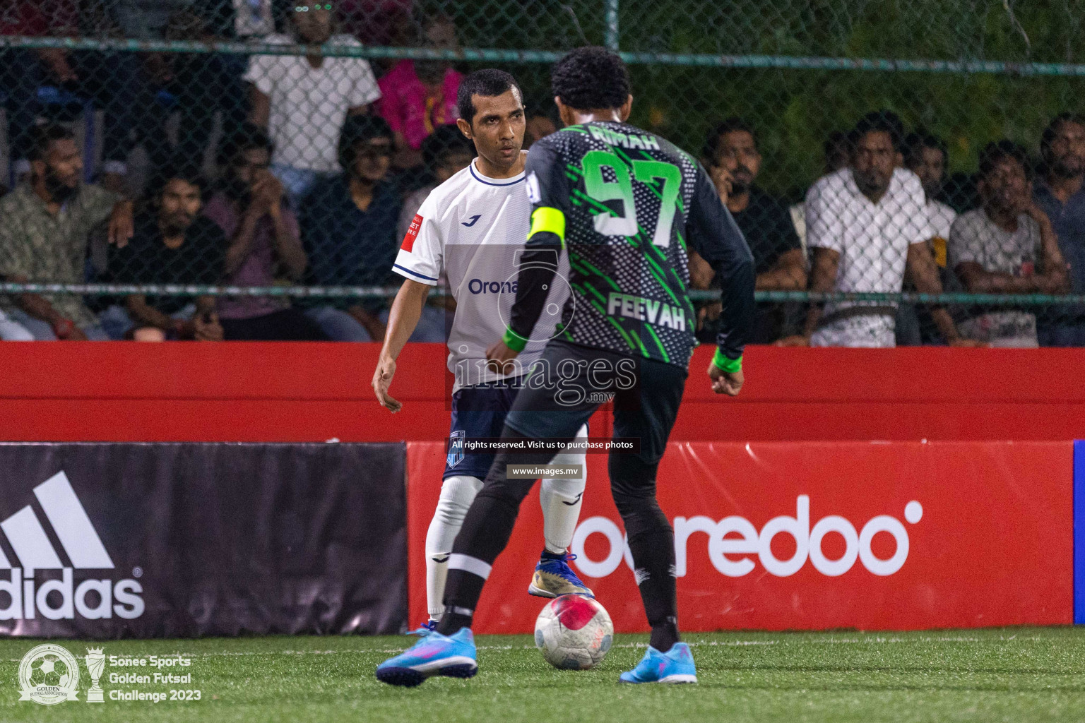 Sh. Feevah vs Sh. Lhaimagu in Day 4 of Golden Futsal Challenge 2023 on 08 February 2023 in Hulhumale, Male, Maldives