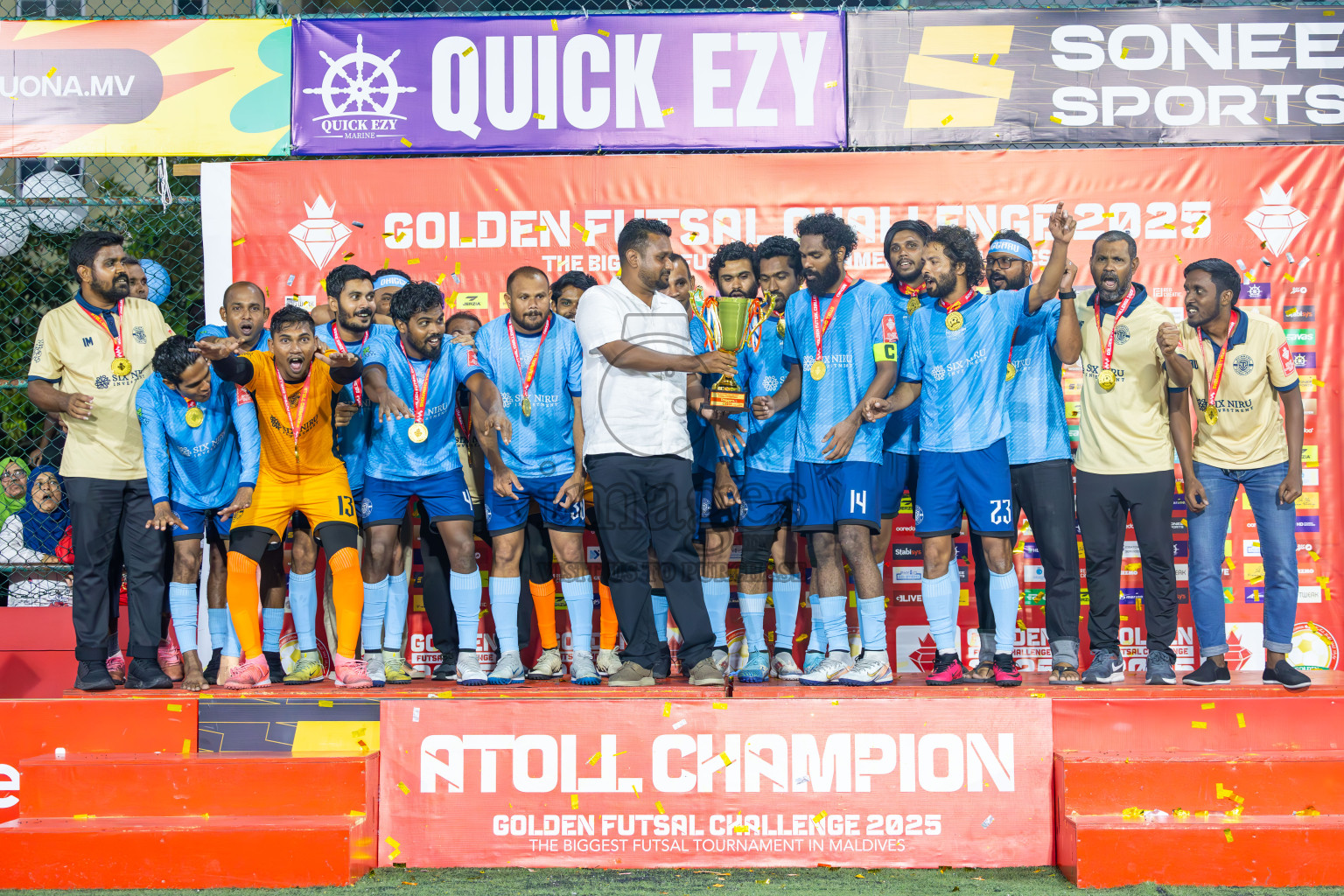M Dhiggaru vs M Muli in Meemu Atoll Finals in Day 25 of Golden Futsal Challenge 2025 was held on Wednesday , 28th January 2025, in Hulhumale', Maldives. Photos: Ismail Thoriq / images.mv