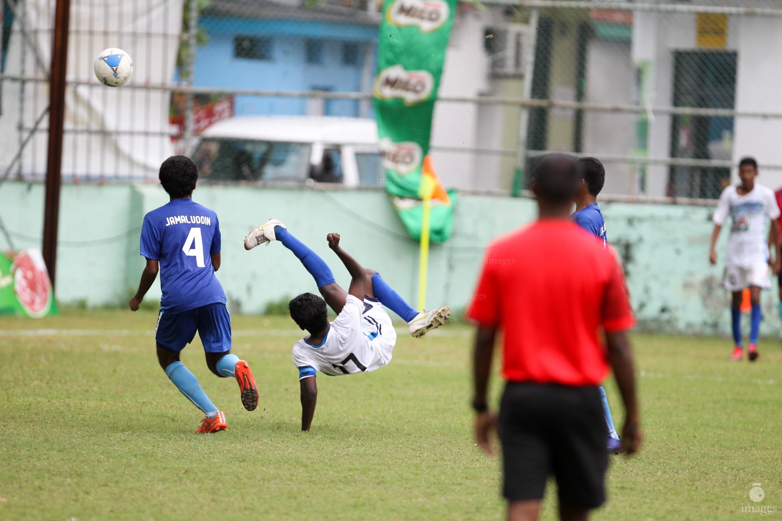 Inter school Football Tournament Under 16: Dharumavantha vs Jamaaluddeen in Male', Maldives, Saturday, March 04, 2017.(Images.mv Photo/ Hussain Sinan).  