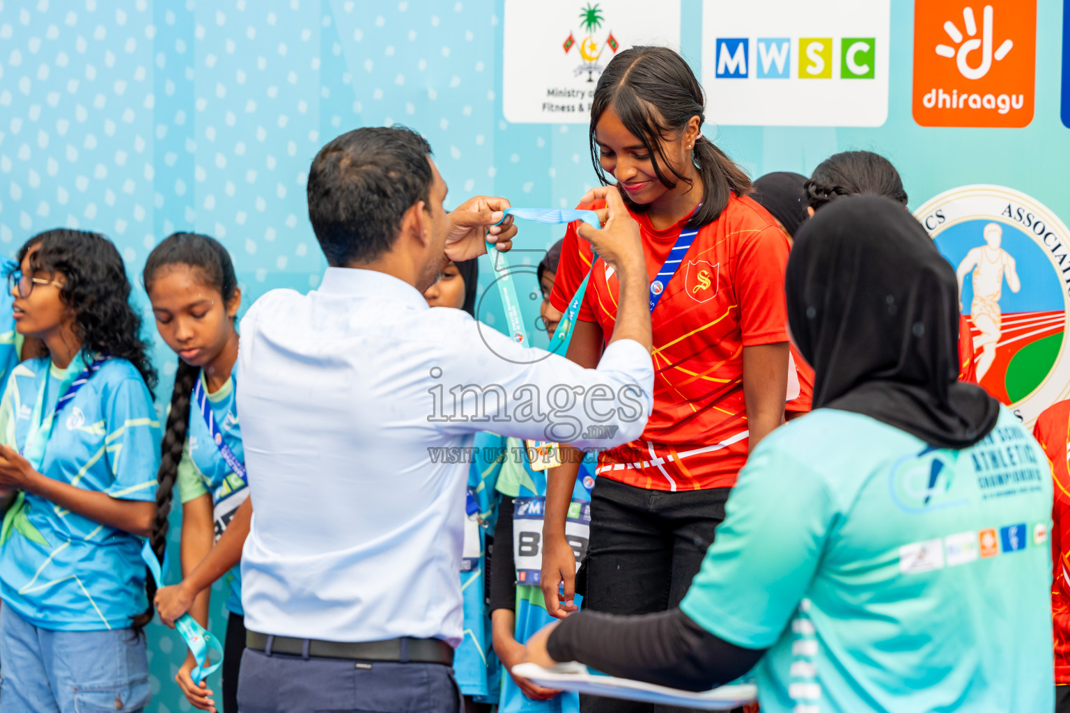 Day 6 of MWSC Interschool Athletics Championships 2024 held in Hulhumale Running Track, Hulhumale, Maldives on Thursday, 14th November 2024. Photos by: Nausham Waheed / Images.mv