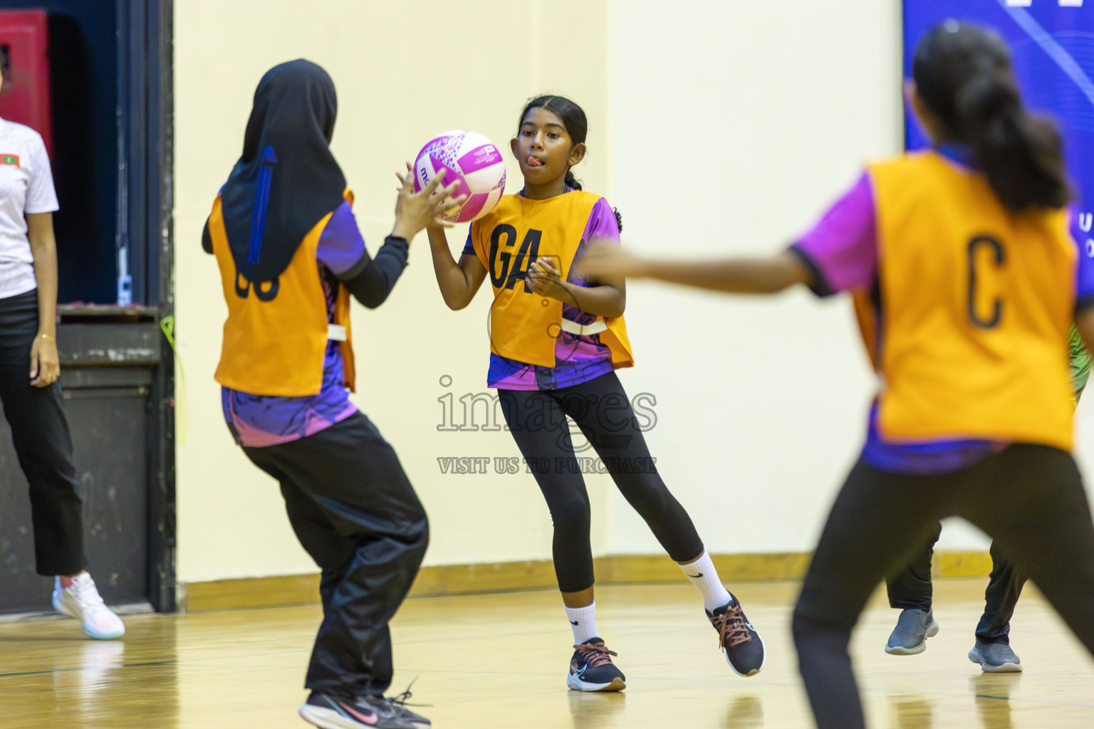 Fionti SA vs N sports in Day 3 of 3rd Netball Junior Championship, held at Social Center on Wednesday 22nd January 2025 . Photos: Shuu Abdul Sattar / images.mv