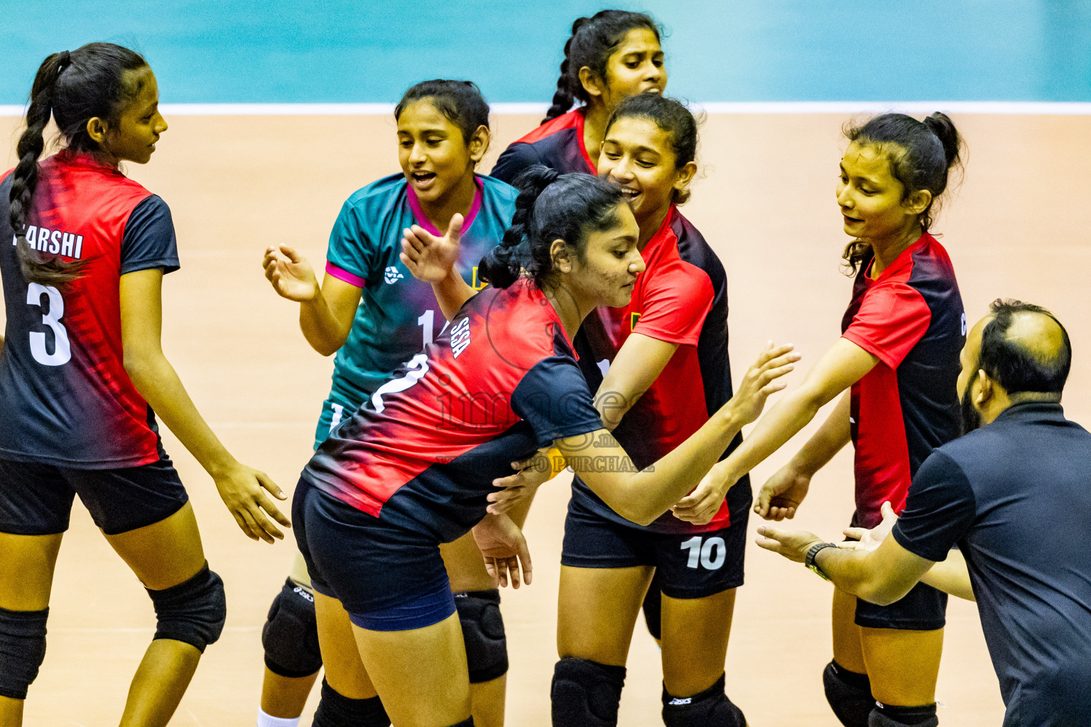 Kyrgyzstan vs Sri Lanka in Day 3 of CAVA U20 Woman's Volleyball Championship 2024 was held in Social Center, Male', Maldives on 20th July 2024. Photos: Nausham Waheed / images.mv