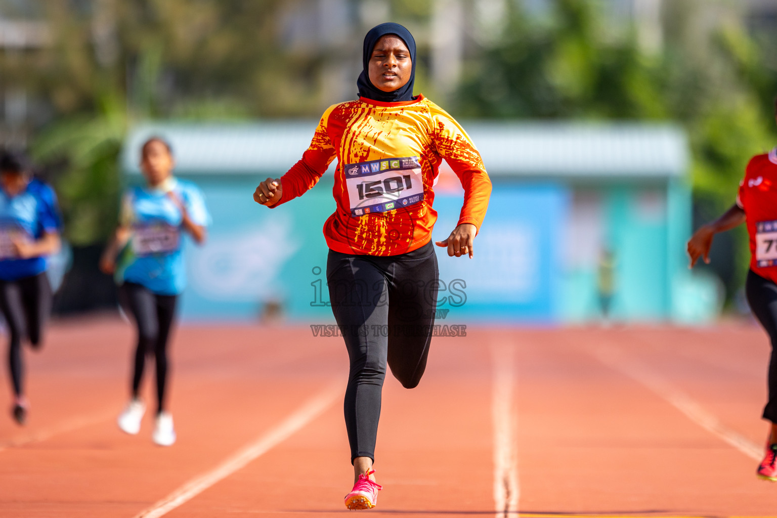 Day 4 of MWSC Interschool Athletics Championships 2024 held in Hulhumale Running Track, Hulhumale, Maldives on Tuesday, 12th November 2024. Photos by: Raaif Yoosuf / Images.mv