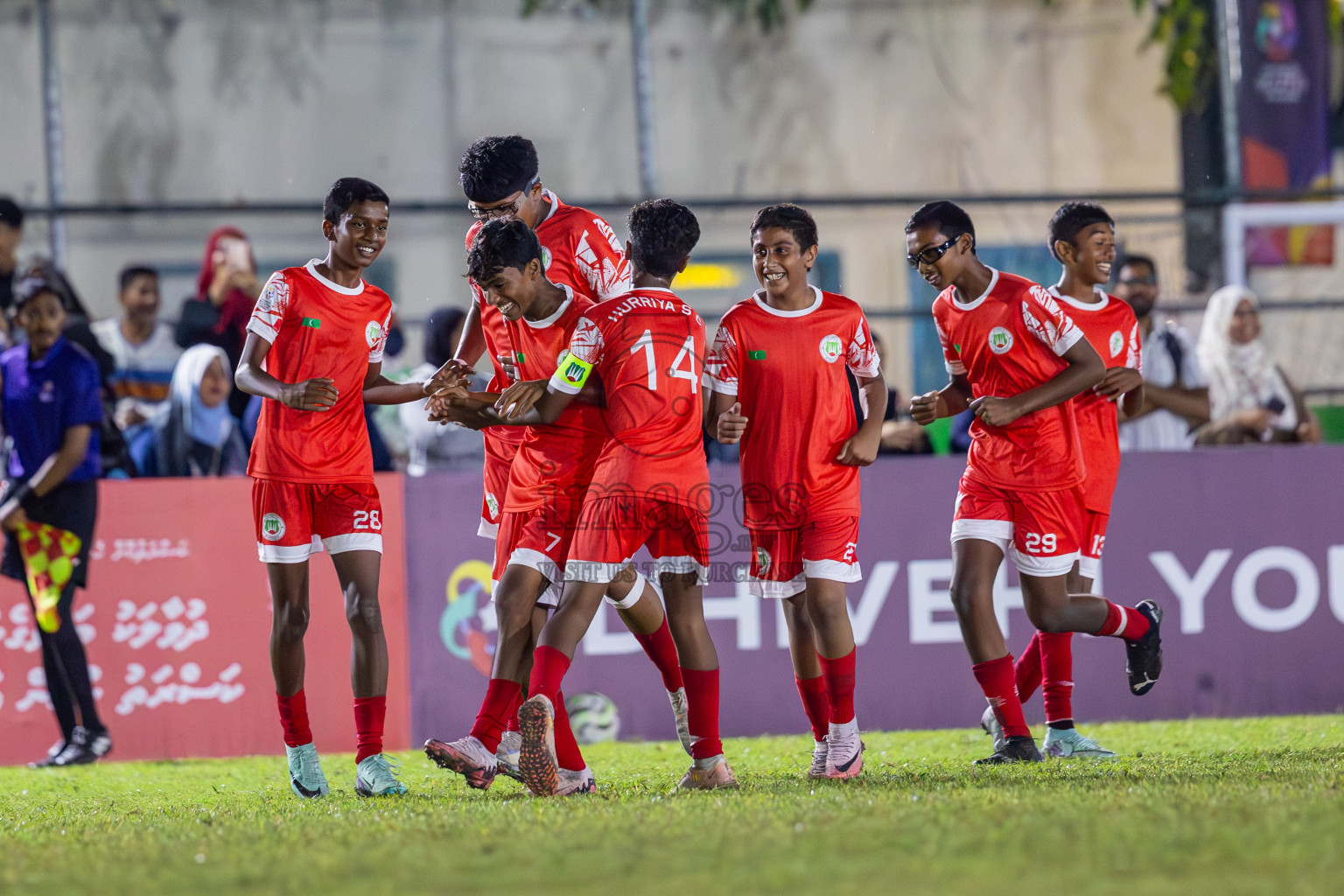 SUS vs Huriyya (U14) in Dhivehi Youth League 2024 - Day 2. Matches held at Henveiru Stadium on 22nd November 2024 , Friday. Photos: Shuu Abdul Sattar/ Images.mv