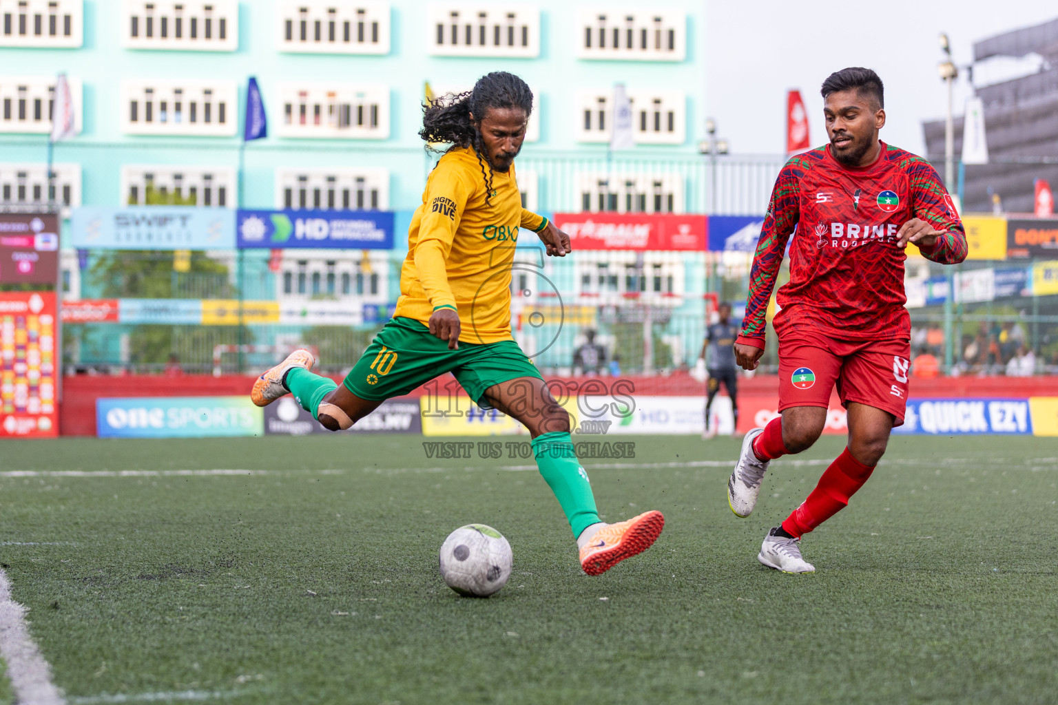 GDh Vaadhoo VS GDh Thinadhoo in Day 12 of Golden Futsal Challenge 2024 was held on Friday, 26th January 2024, in Hulhumale', Maldives Photos: Nausham Waheed / images.mv