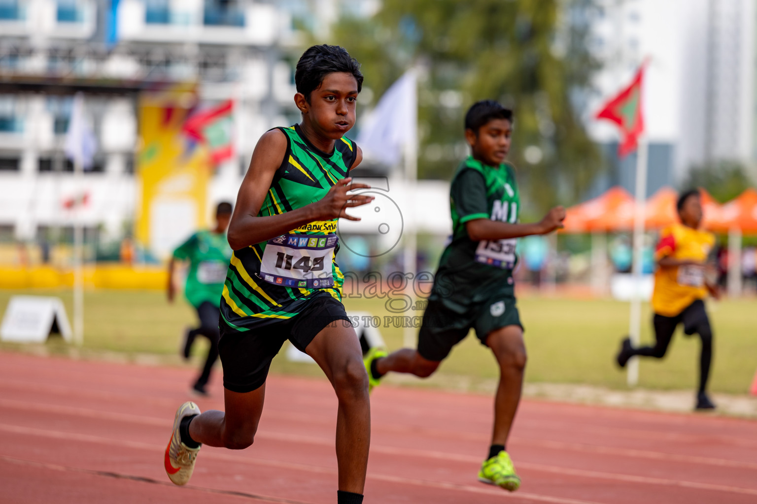 Day 2 of MWSC Interschool Athletics Championships 2024 held in Hulhumale Running Track, Hulhumale, Maldives on Sunday, 10th November 2024. 
Photos by: Hassan Simah / Images.mv