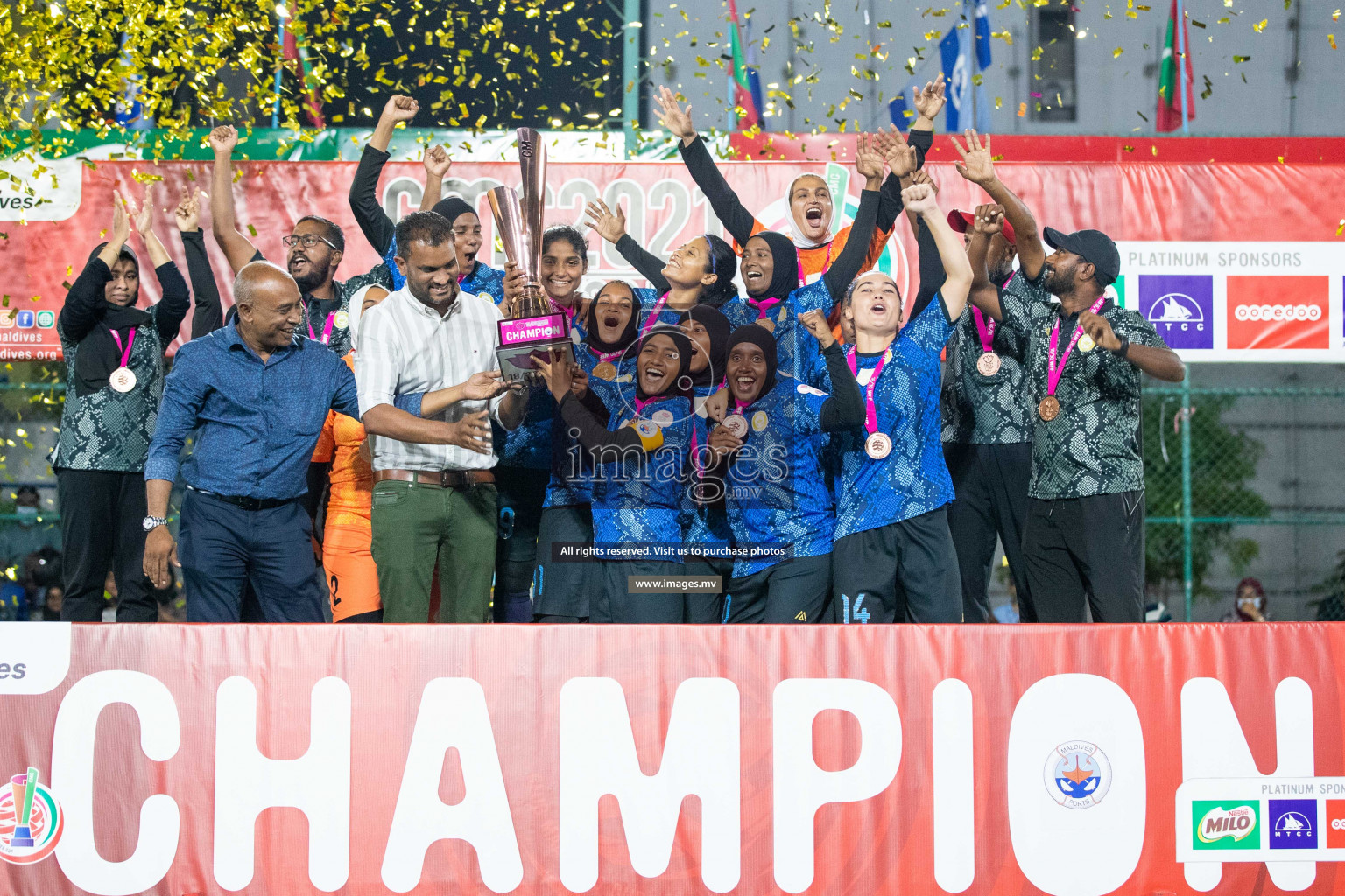 Ports Limited vs WAMCO - in the Finals 18/30 Women's Futsal Fiesta 2021 held in Hulhumale, Maldives on 18 December 2021. Photos by Nausham Waheed & Shuu Abdul Sattar