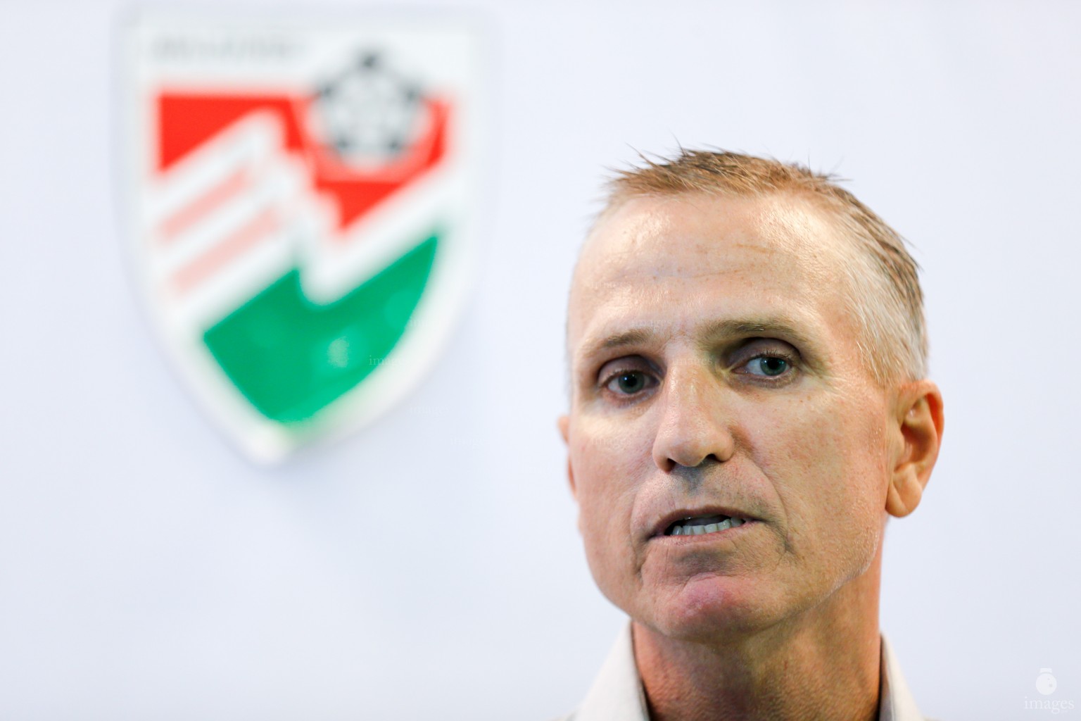 Maldives National Team coach, Darren Stewart speaks to the media ahead of the friendly and AFC Asian Cup Qualifiers in Male', Maldives,  Tuesday, August. 16 , 2016. (Images.mv Photo/ Hussain Sinan).