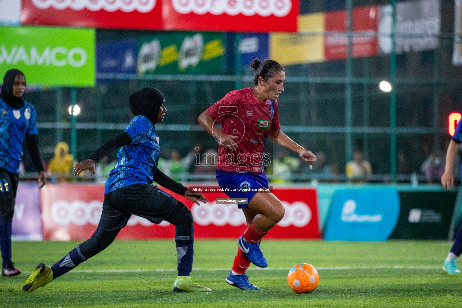 MPL vs Police Club in the Semi Finals of 18/30 Women's Futsal Fiesta 2021 held in Hulhumale, Maldives on 14th December 2021. Photos: Ismail Thoriq / images.mv