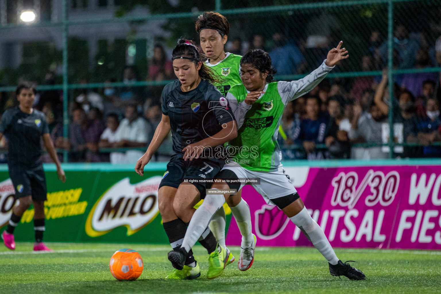 Club WAMCO vs DSC in the Semi Finals of 18/30 Women's Futsal Fiesta 2021 held in Hulhumale, Maldives on 14th December 2021. Photos: Ismail Thoriq / images.mv