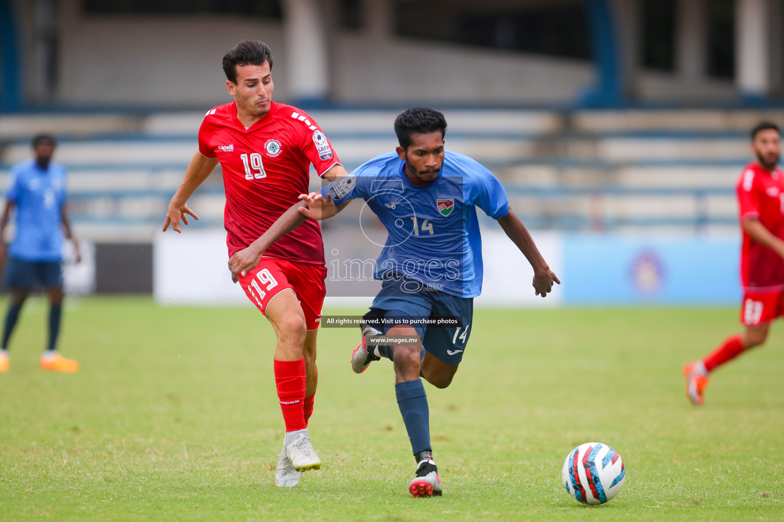 Lebanon vs Maldives in SAFF Championship 2023 held in Sree Kanteerava Stadium, Bengaluru, India, on Tuesday, 28th June 2023. Photos: Nausham Waheed, Hassan Simah / images.mv