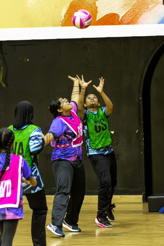 High Fluers vsN Sports Academy in Day 5 of 3rd Netball Junior Championship, held at Social Center on Thursday 23rd January 2025 . Photos: Shuu Abdul Sattar / images.mv