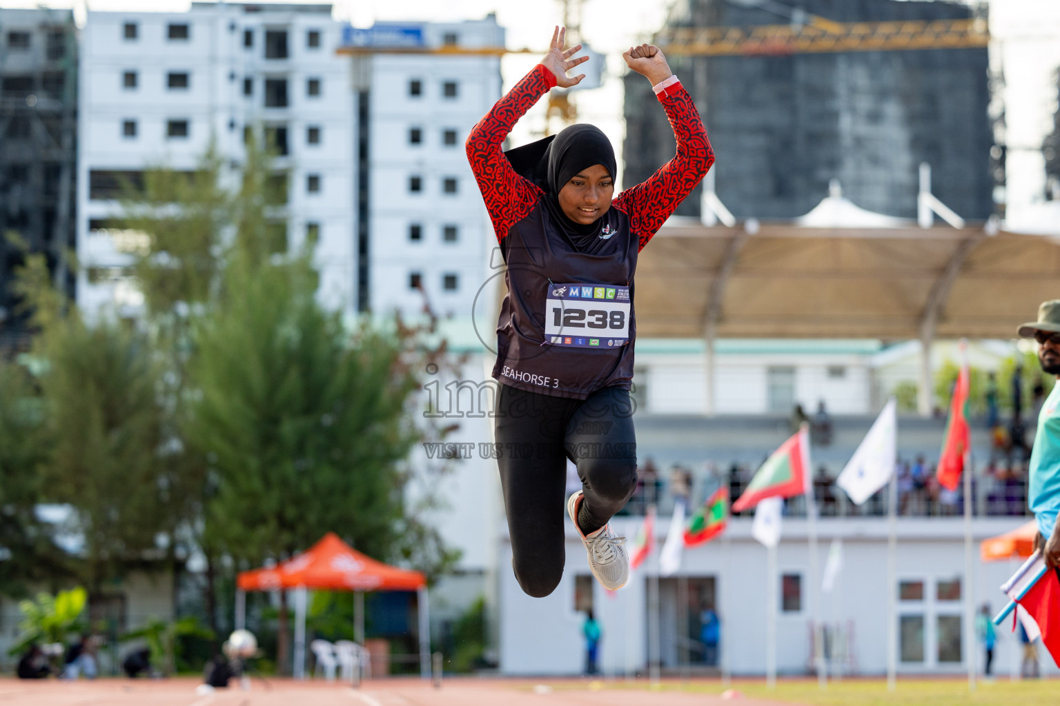 Day 2 of MWSC Interschool Athletics Championships 2024 held in Hulhumale Running Track, Hulhumale, Maldives on Sunday, 10th November 2024. 
Photos by: Hassan Simah / Images.mv