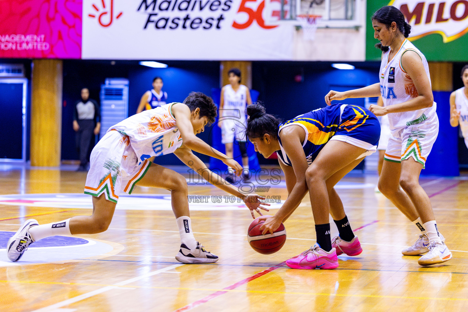 India vs SriLanka in Day 1 of Under 16 Woman's Asian Cup SABA Qualifiers 2025 was held in Social Center, Male', Maldives on 12th June 2025. Photos: Nausham Waheed / images.mv