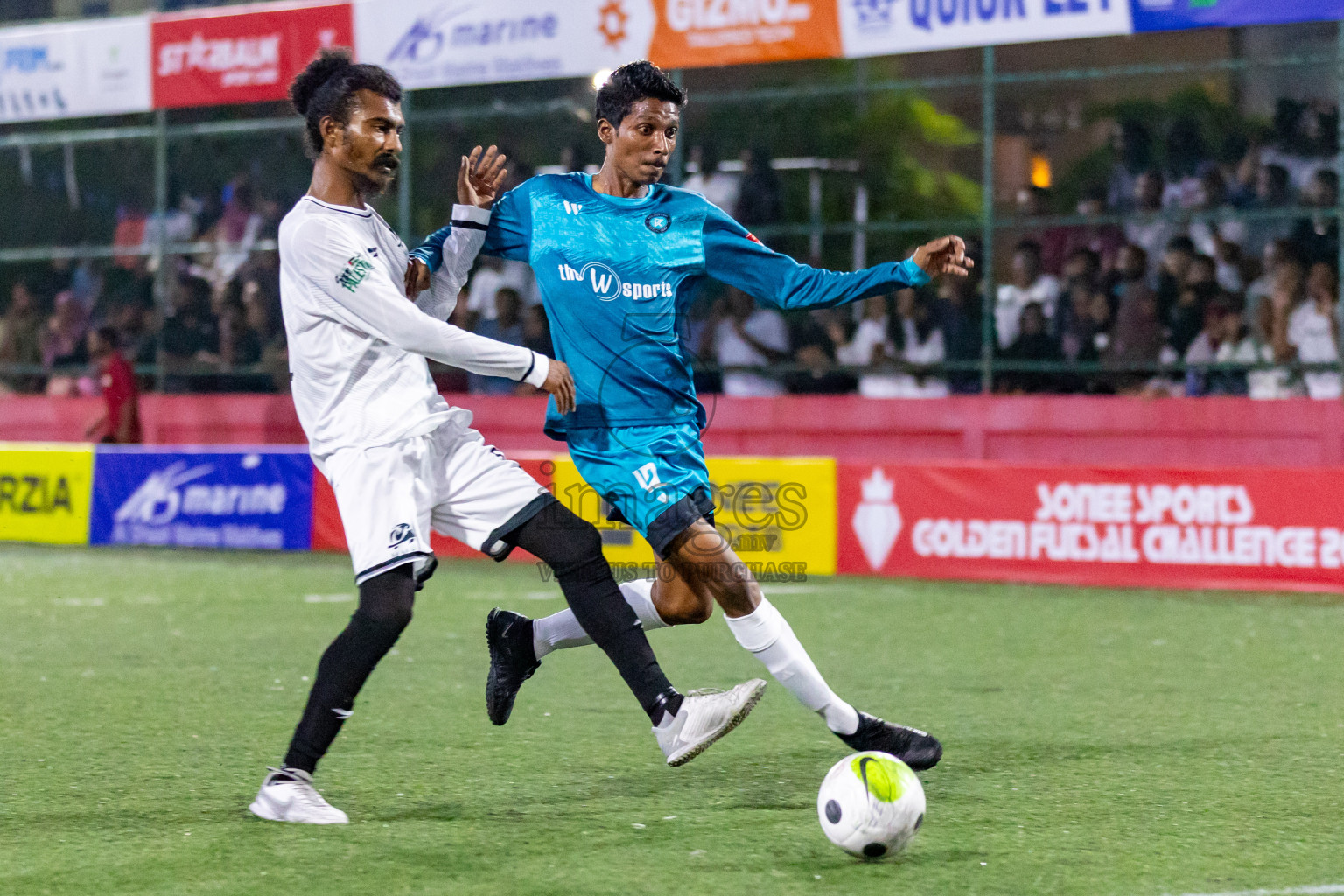 M. Kolhufushi vs M. Muli in Day 19 of Golden Futsal Challenge 2024 was held on Friday, 2nd February 2024 in Hulhumale', Maldives 
Photos: Hassan Simah / images.mv