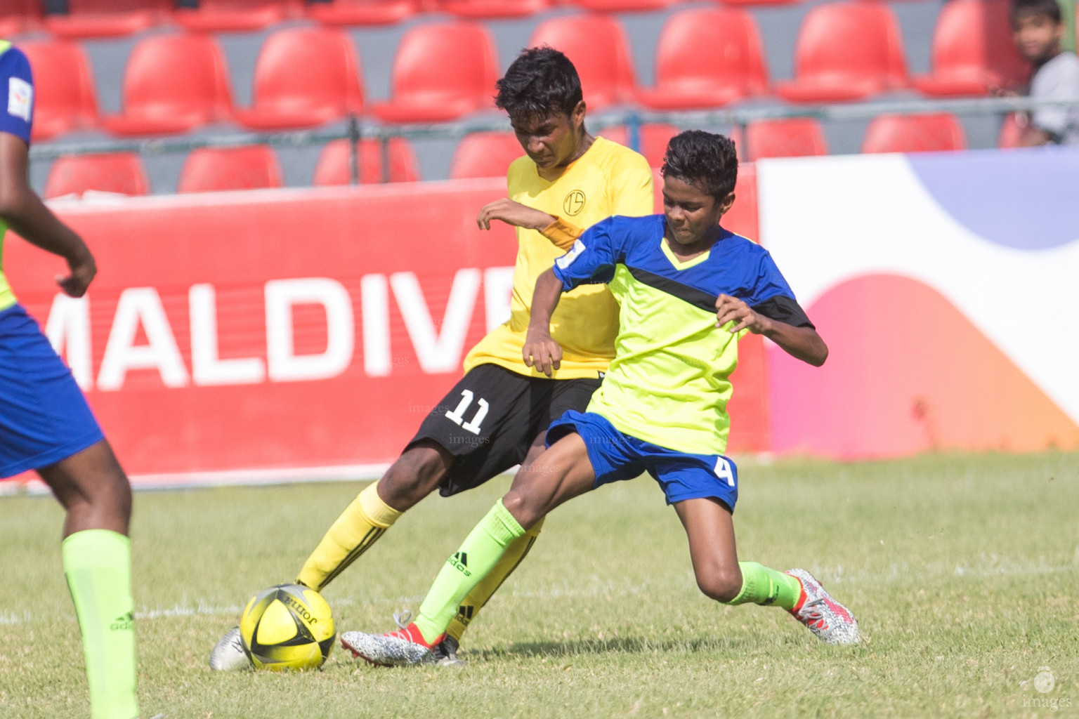 Huravee School vs Thaajuddin Schoolin Mamen Inter-School Football Tournament 2019 (U15) on 7th March 2019, in Male' Maldives (Images.mv Photo: Suadh Abdul Sattar)