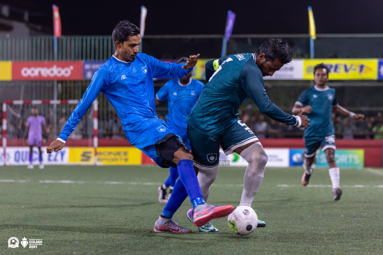 R Dhuvaafaru vs R Alifushi in Day 18 of Golden Futsal Challenge 2024 was held on Thursday, 1st February 2024, in Hulhumale', Maldives Photos: Mohamed Mahfooz Moosa, / images.mv