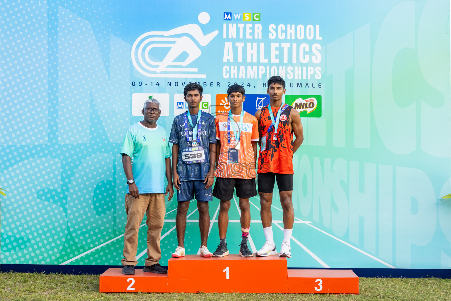 Day 4 of MWSC Interschool Athletics Championships 2024 held in Hulhumale Running Track, Hulhumale, Maldives on Tuesday, 12th November 2024. Photos by: Ismail Thoriq / Images.mv