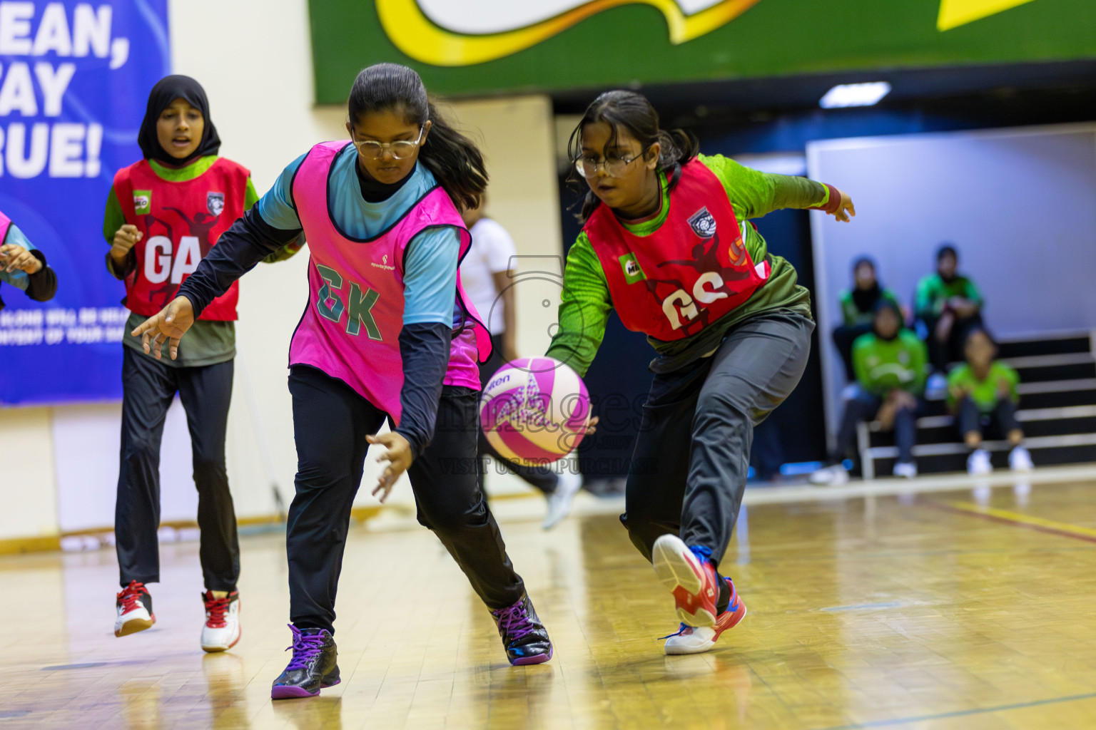 Fionti Sports Acadamy vs Netkids C in Day 3 of 3rd Netball Junior Championship, held at Social Center on Wednesday 22nd January 2025 . Photos: Shuu Abdul Sattar / images.mv