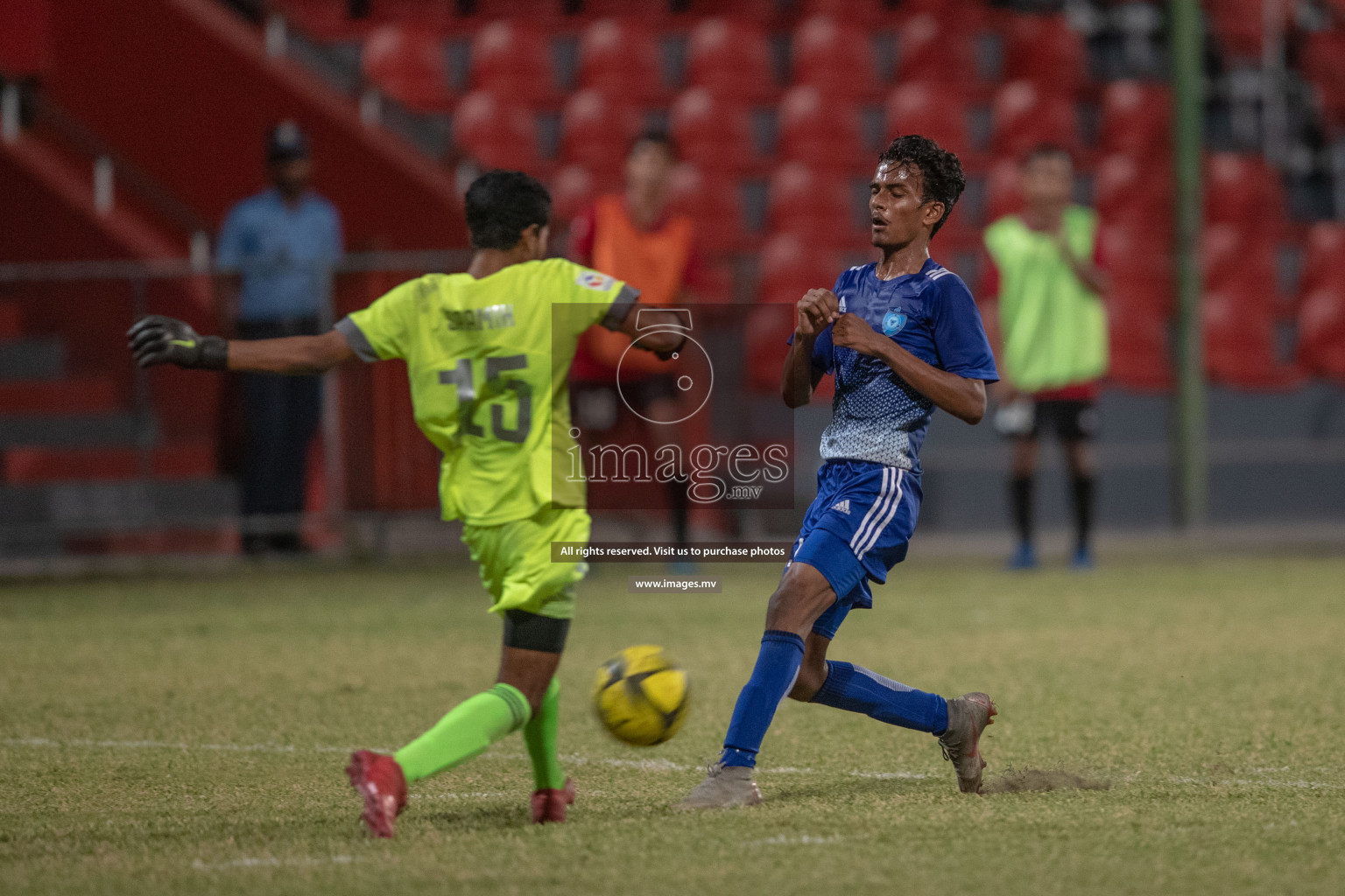Villa International High School and Center for Higher Secondary Education in the finals of MAMEN Inter School Football Tournament 2019 (U18) in Male, Maldives on 8th April 2019