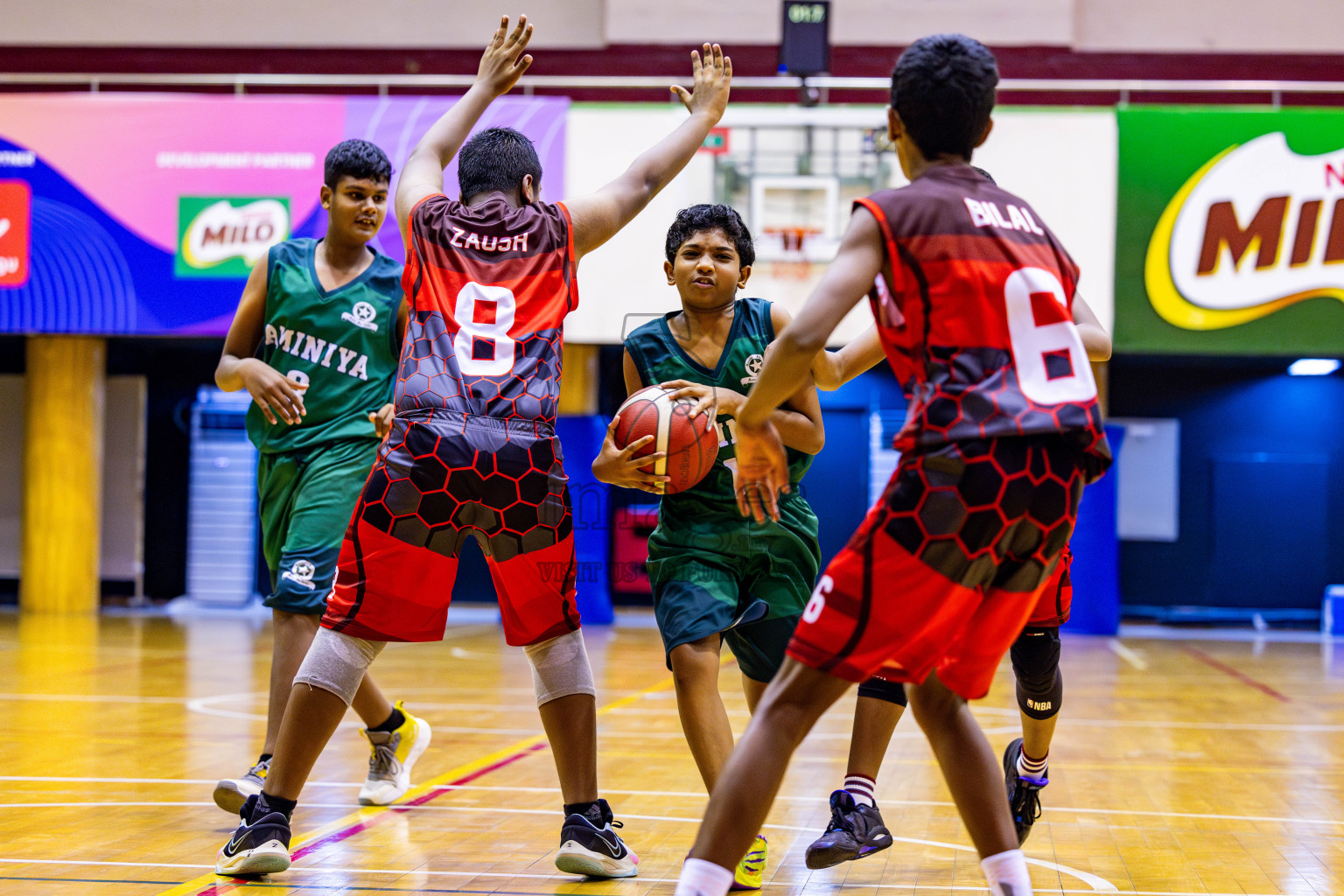 Aminiyya School vs Iskandhar School in day 26 of Junior Basketball Championship 2024 was held in Social Center, Male', Maldives on Tuesday, 10th December 2024. Photos: Nausham Waheed / images.mv