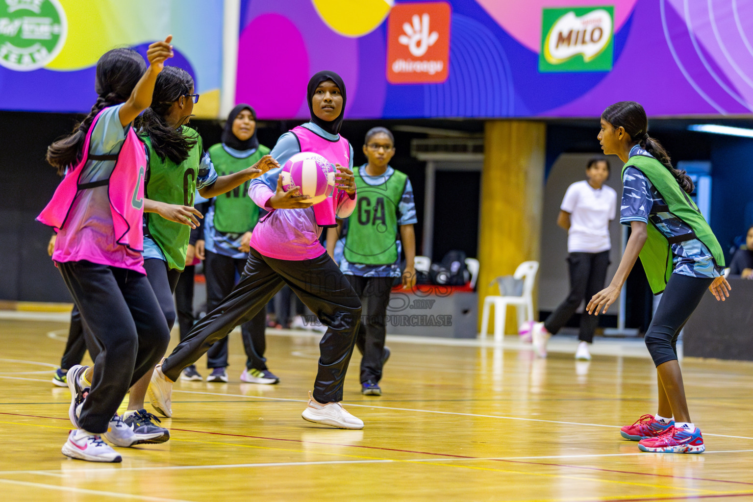 High Flyers vs Netkids B in Day 3 of 3rd Netball Junior Championship, held at Social Center on Tuesday, 21st January 2025 . 
Photos: Hassan Simah / images.mv