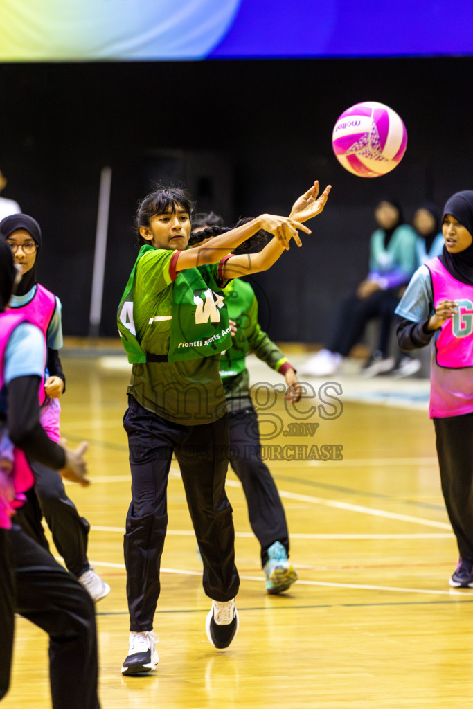 Young Netters B vs Fionti SC in Day 5 of 3rd Netball Junior Championship, held at Social Center on Thursday 23rd January 2025 . Photos: Shuu Abdul Sattar / images.mv
