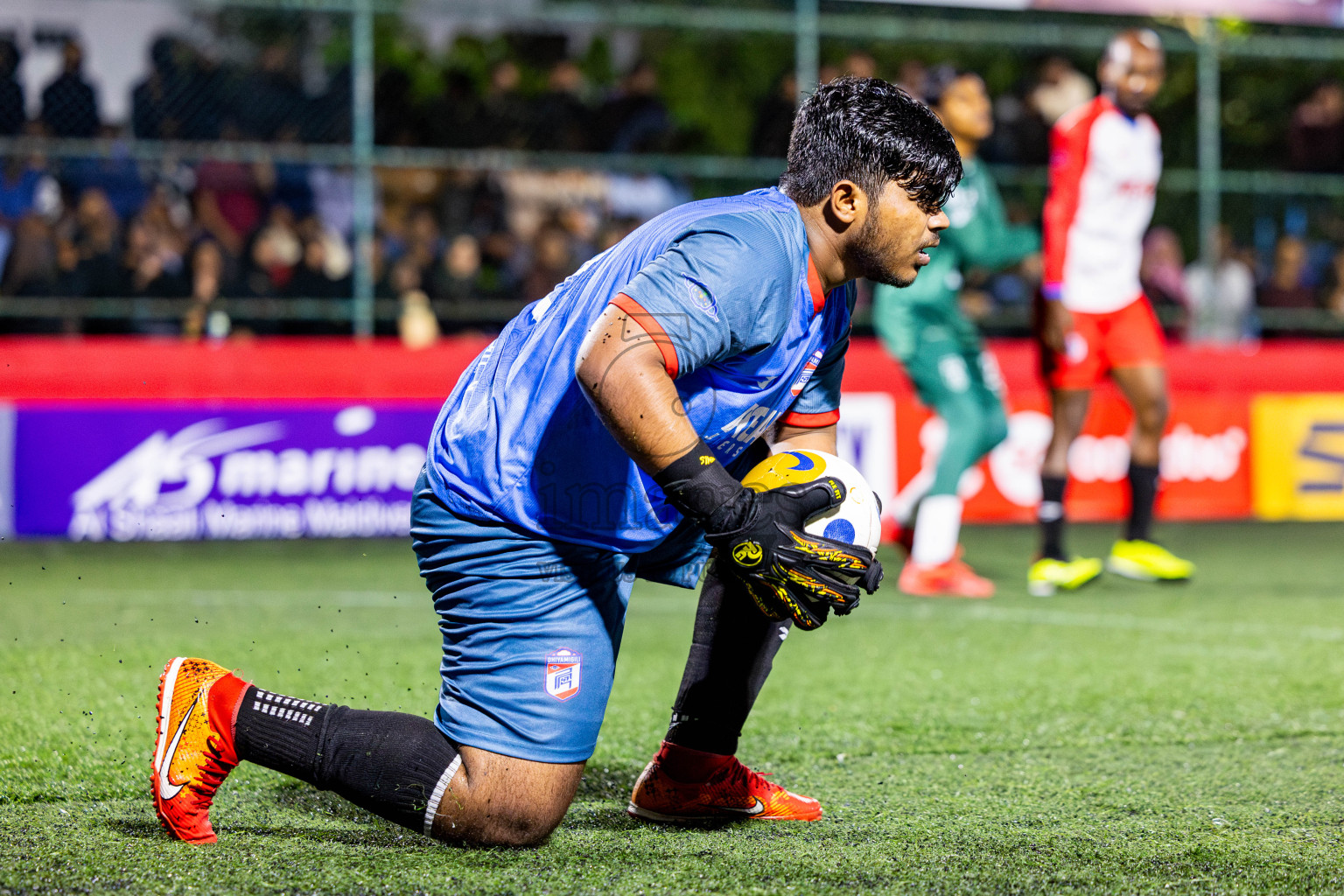 Th Thimarafushi vs Th Dhiyamigili in Day 10 of Golden Futsal Challenge 2025 was held on Tuesday, 14th January 2025, in Hulhumale', Maldives Photos: Nausham Waheed / images.mv
