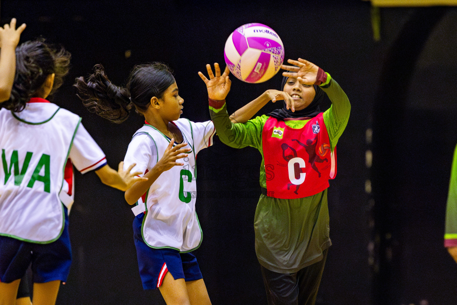 Fiontti Sports Club vs Net Queens in Day 2 of 3rd Junior Championship - Netball association of Maldives, held at Social Center on Monday 20th January 2025 . Photos by Nausham Waheed