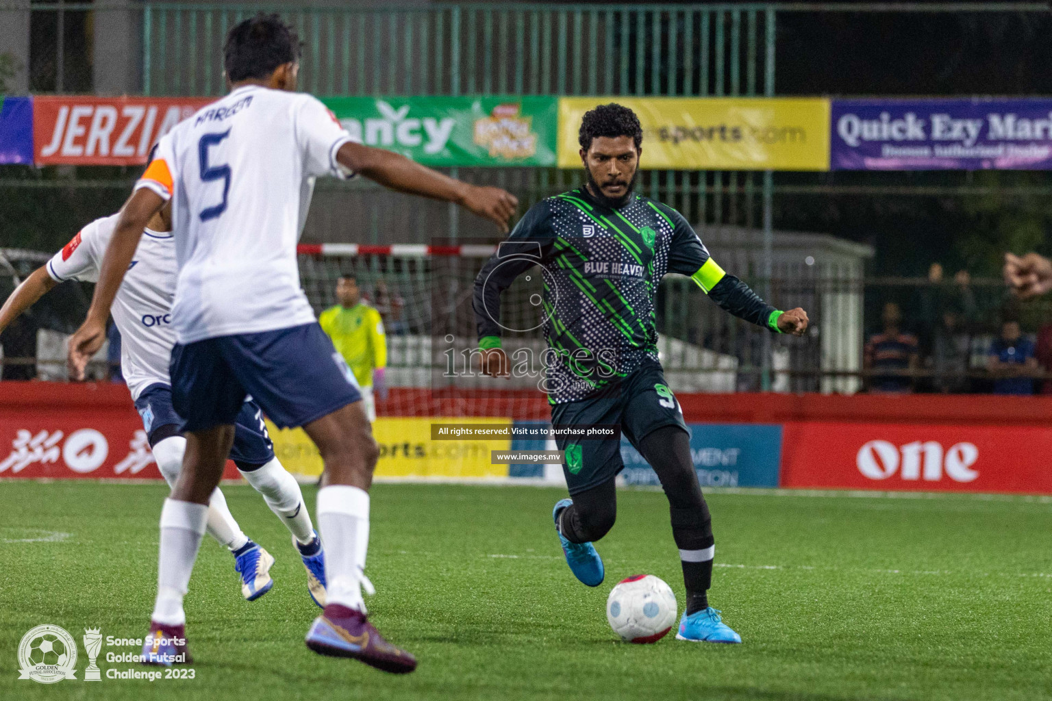 Sh. Feevah vs Sh. Lhaimagu in Day 4 of Golden Futsal Challenge 2023 on 08 February 2023 in Hulhumale, Male, Maldives