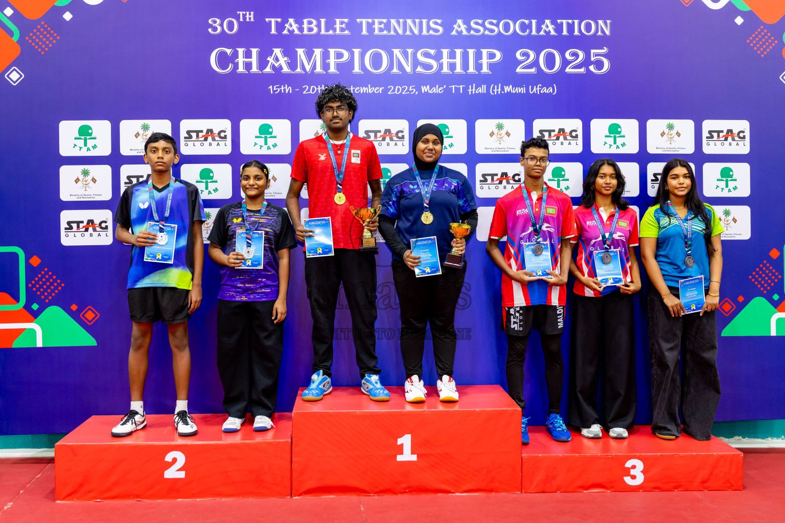 Finals of 30th Table Tennis Association Championship 2025 was held on Saturday, 20th September 2025 in Male' TT Hall, Male', Maldives. Photos: Nausham Waheed / images.mv