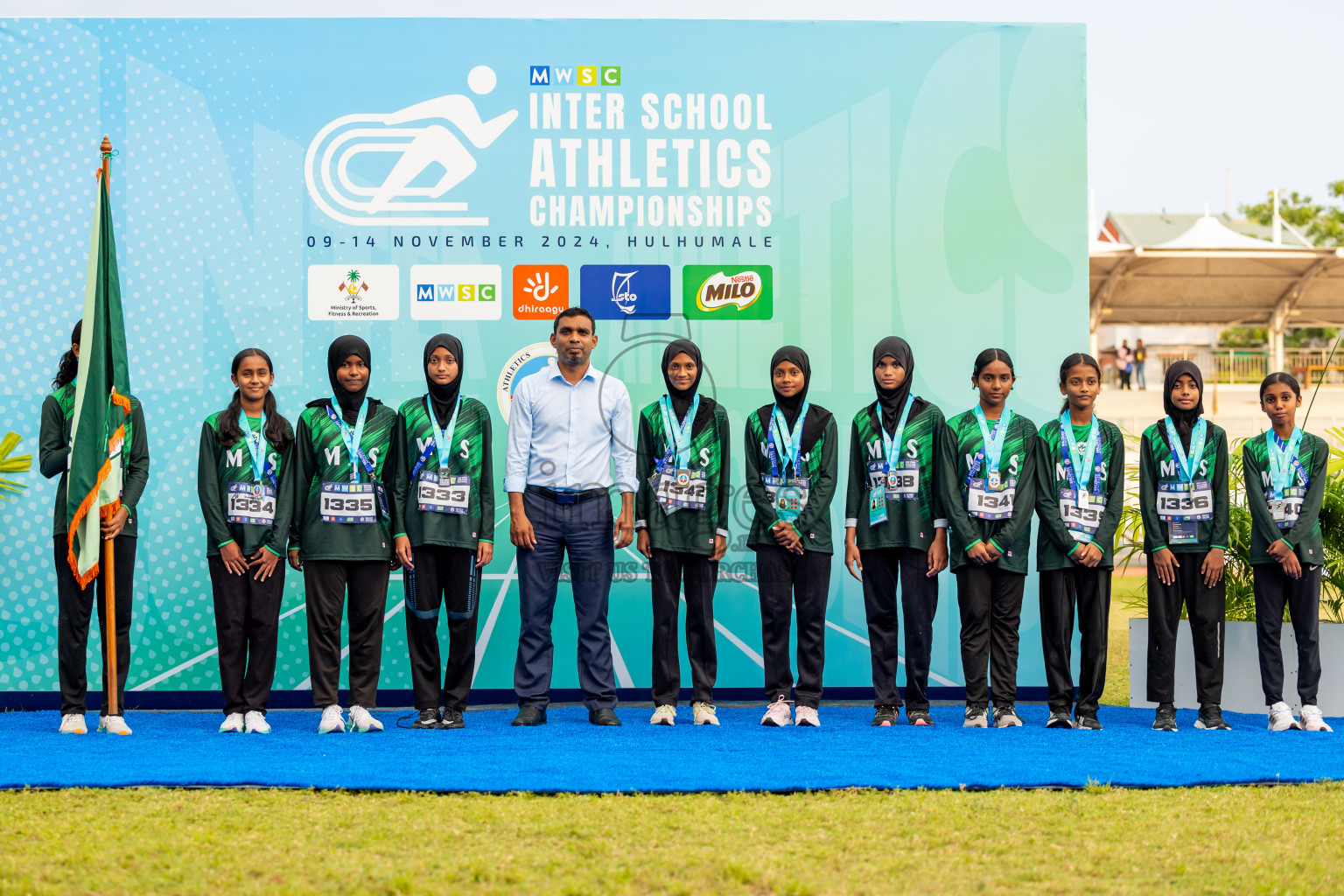 Day 6 of MWSC Interschool Athletics Championships 2024 held in Hulhumale Running Track, Hulhumale, Maldives on Thursday, 14th November 2024. Photos by: Nausham Waheed / Images.mv