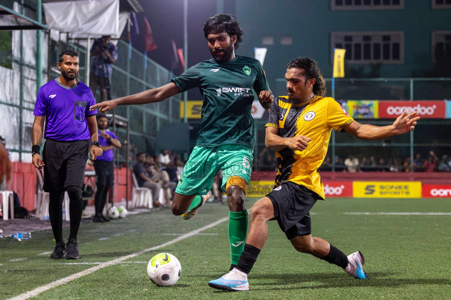 M. Naalaafushi vs M. Maduvvari in Day 28 of Golden Futsal Challenge 2024 was held on Sunday , 11th February 2024 in Hulhumale', Maldives Photos: Mohamed Mahfooz Moosa / images.mv