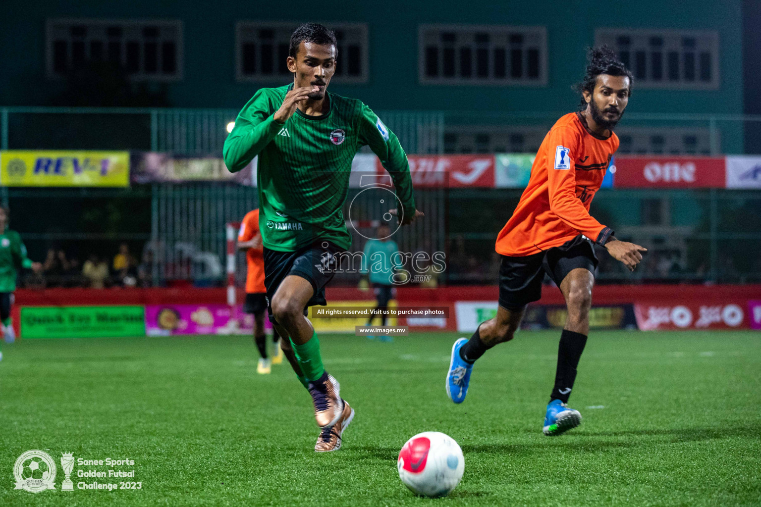 Th. Hirilandhoo vs Th. Omadhoo in Day 4 of Golden Futsal Challenge 2023 on 08 February 2023 in Hulhumale, Male, Maldives