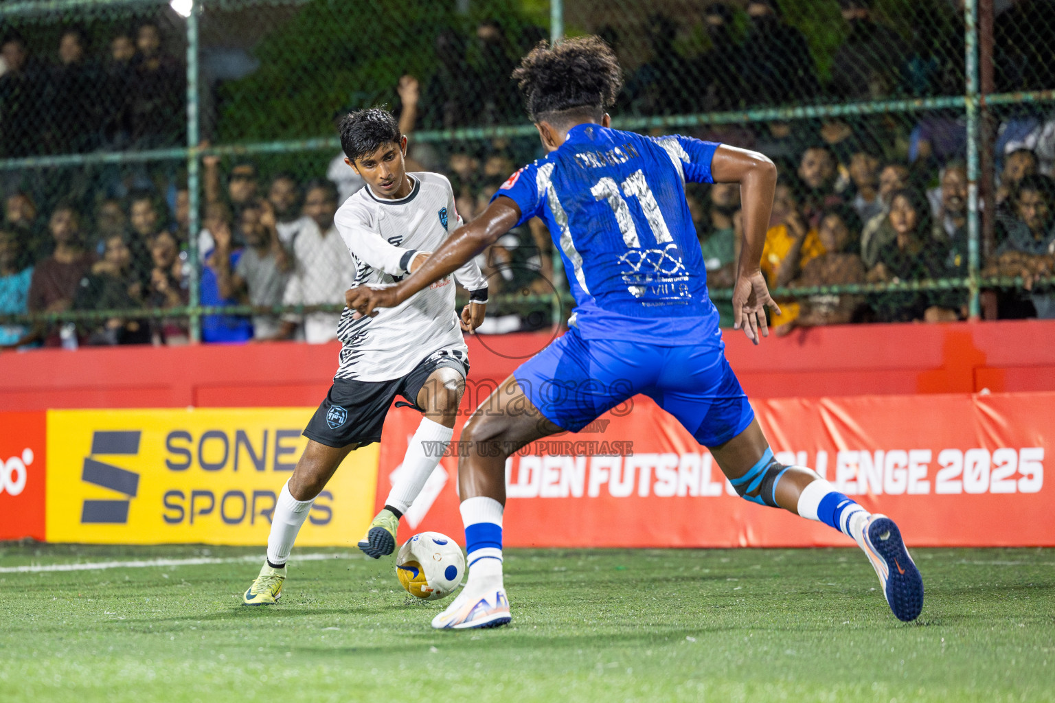 AA Mathiveri vs AA Himandhoo in Day 11 of Golden Futsal Challenge 2025 was held on Wednesday, 15th January 2025, in Hulhumale', Maldives Photos: Mohamed Mahfooz Moosa / images.mv