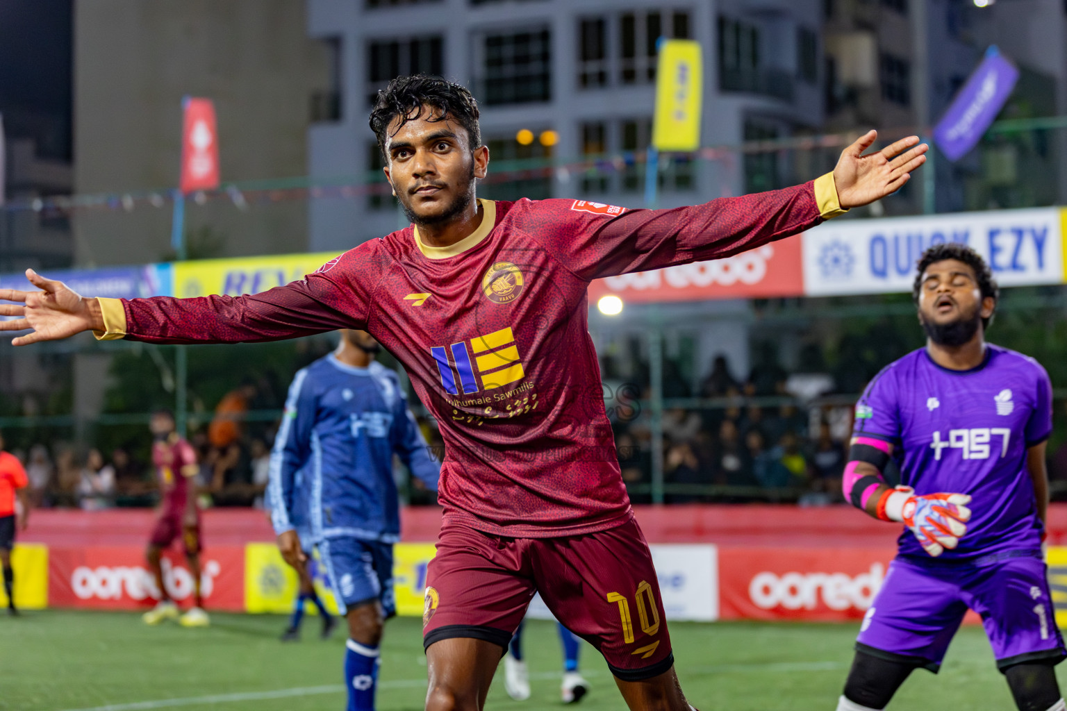 V. Keyodhoo VS AA. Mathiveri on Day 36 of Golden Futsal Challenge 2024 was held on Wednesday, 21st February 2024, in Hulhumale', Maldives 
Photos: Hassan Simah/ images.mv