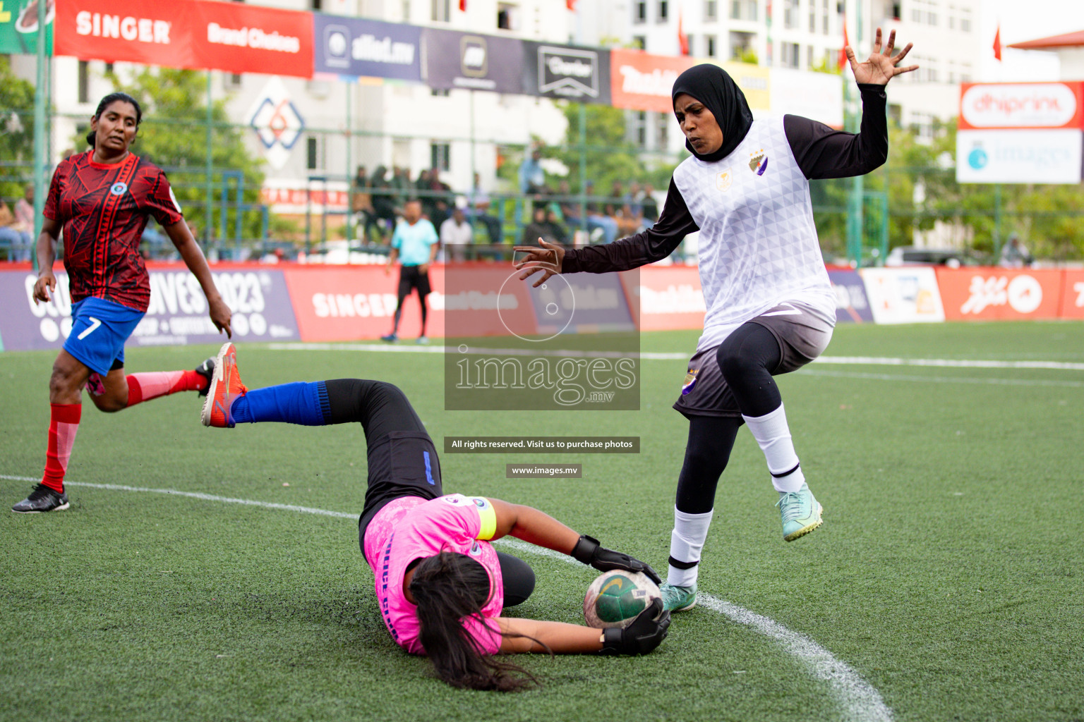 Fenaka vs Police in Eighteen Thirty 2023 held in Hulhumale, Maldives, on Sunday, 03 August 2023. 
Photos: Hassan Simah / images.mv