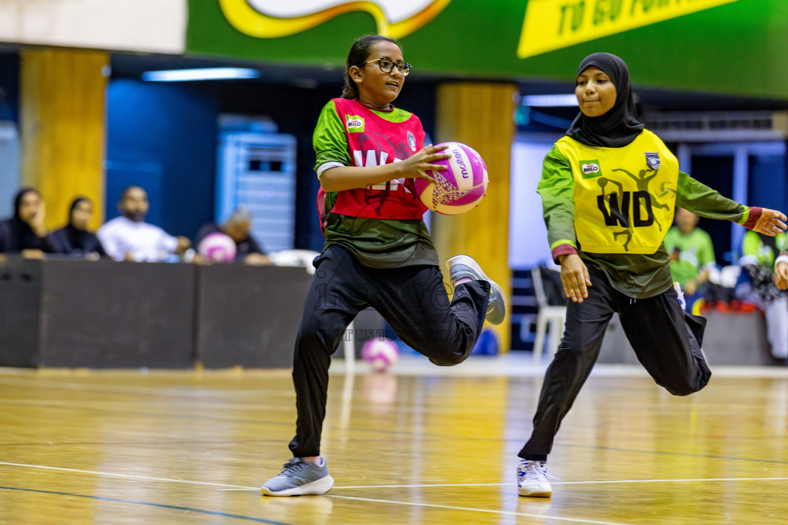 Fiontti Sports Academy vs Fionrri Academy A (U13) in Day 3 of 3rd Netball Junior Championship, held at Social Center on Tuesday, 21st January 2025 . 
Photos: Hassan Simah / images.mv