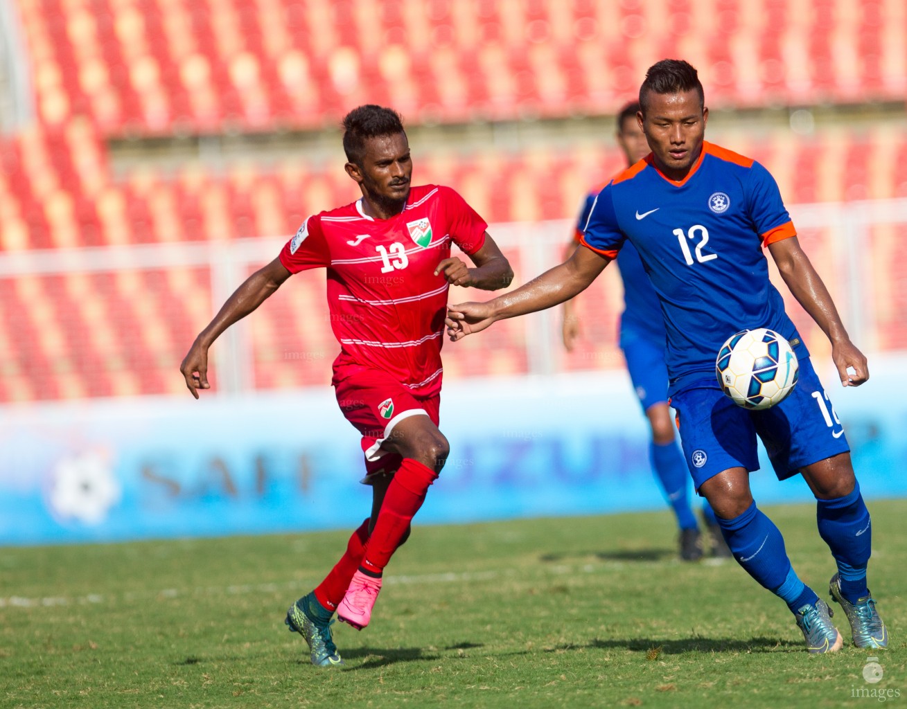 Maldives vs India in the 1st semi final of SAFF Suzuki Cup held in Thiruvananthapuram, India, Thursday, December. 31, 2015.  (Images.mv Photo/ Mohamed Ahsan).