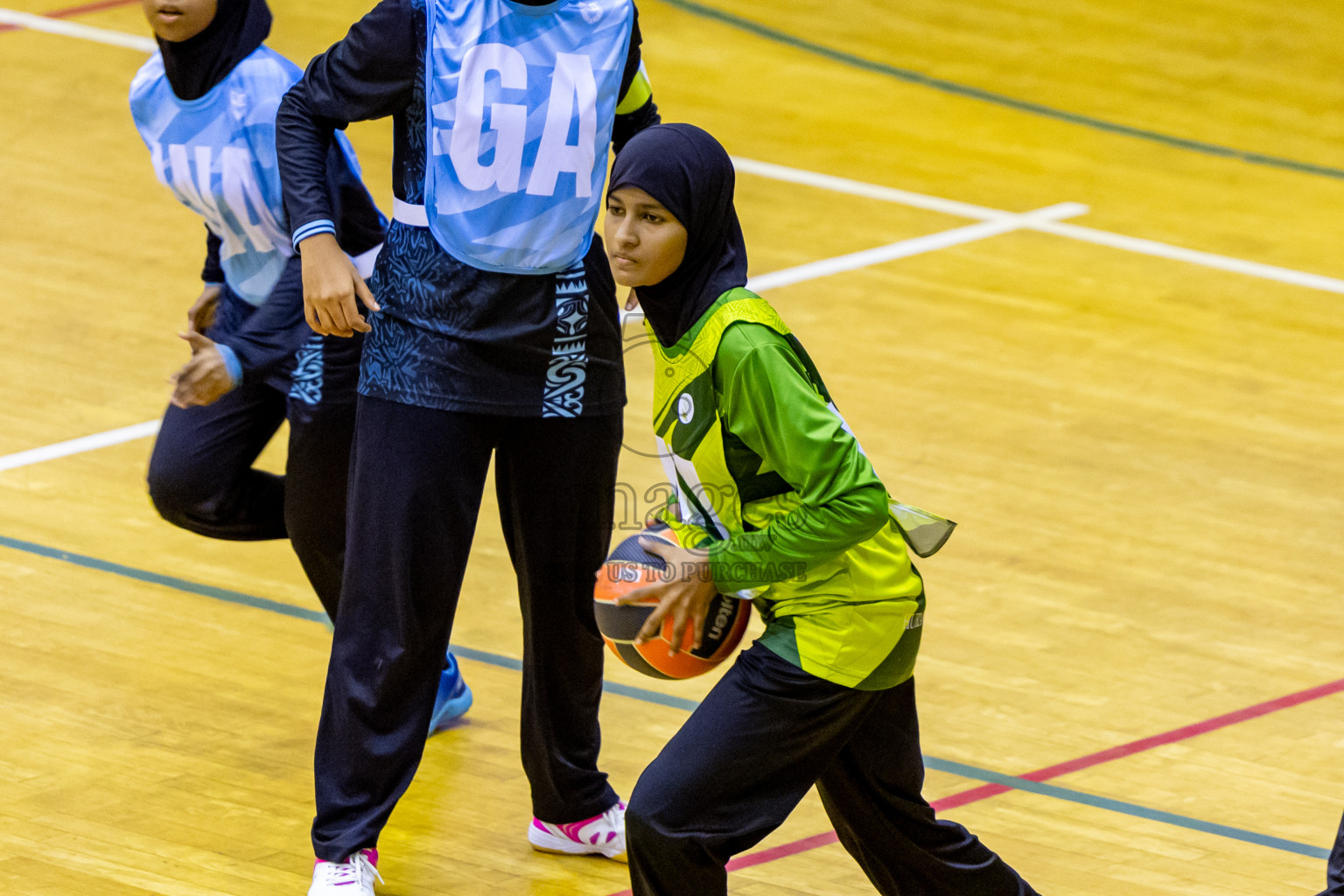 Day 9 of 25th Inter-School Netball Tournament was held in Social Center at Male', Maldives on Monday, 19th August 2024. Photos: Nausham Waheed / images.mv