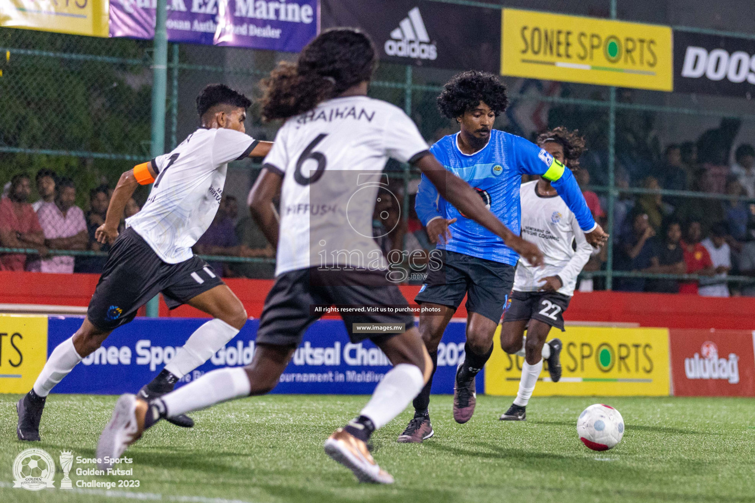 K. Guraidhoo vs TK. Dhiffushi in Day 4 of Golden Futsal Challenge 2023 on 08 February 2023 in Hulhumale, Male, Maldives