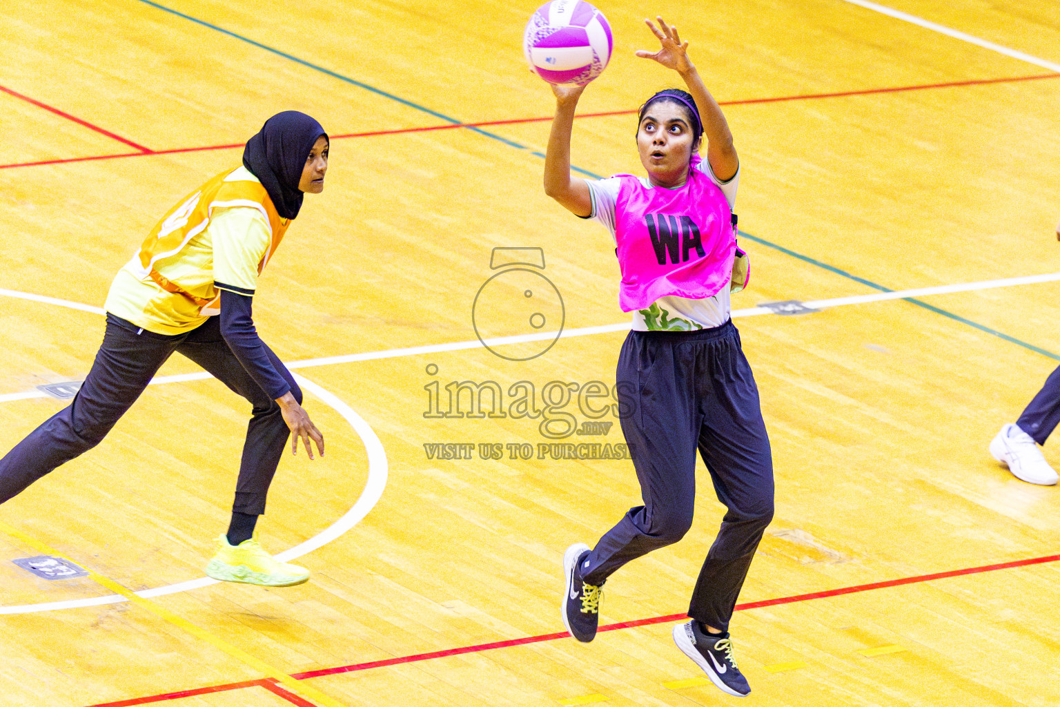 KYRC vs Sports Club Shining Star in Day 10 of National Netball Tournament 2025 held in Social Center at Male', Maldives on Tuesday, 27th May 2025. Photos: Nausham Waheed / images.mv