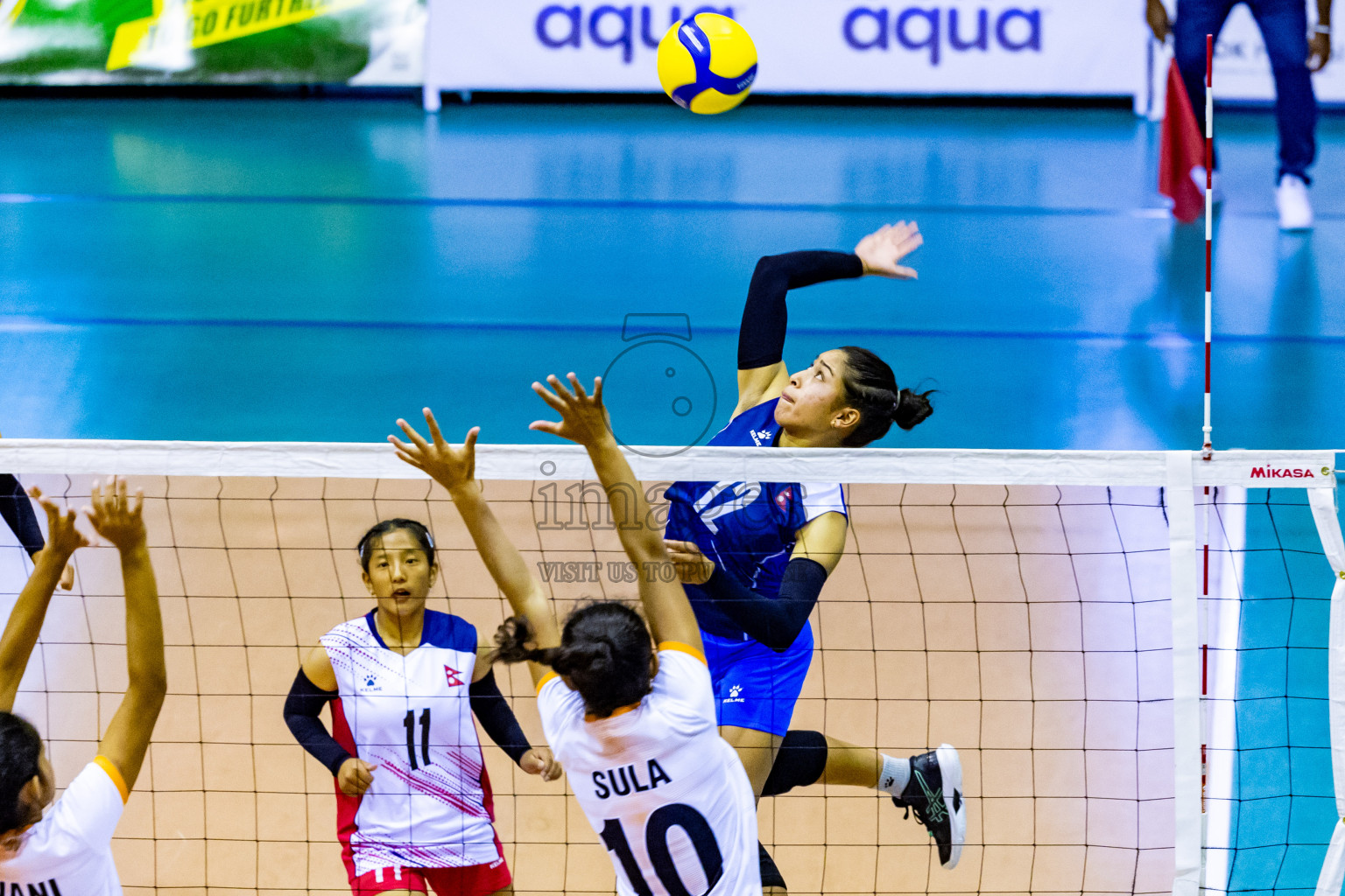 Nepal vs Sri Lanka in Day 1 of CAVA U20 Woman's Volleyball Championship 2024 was held in Social Center, Male', Maldives on 18th July 2024. Photos: Nausham Waheed / images.mv