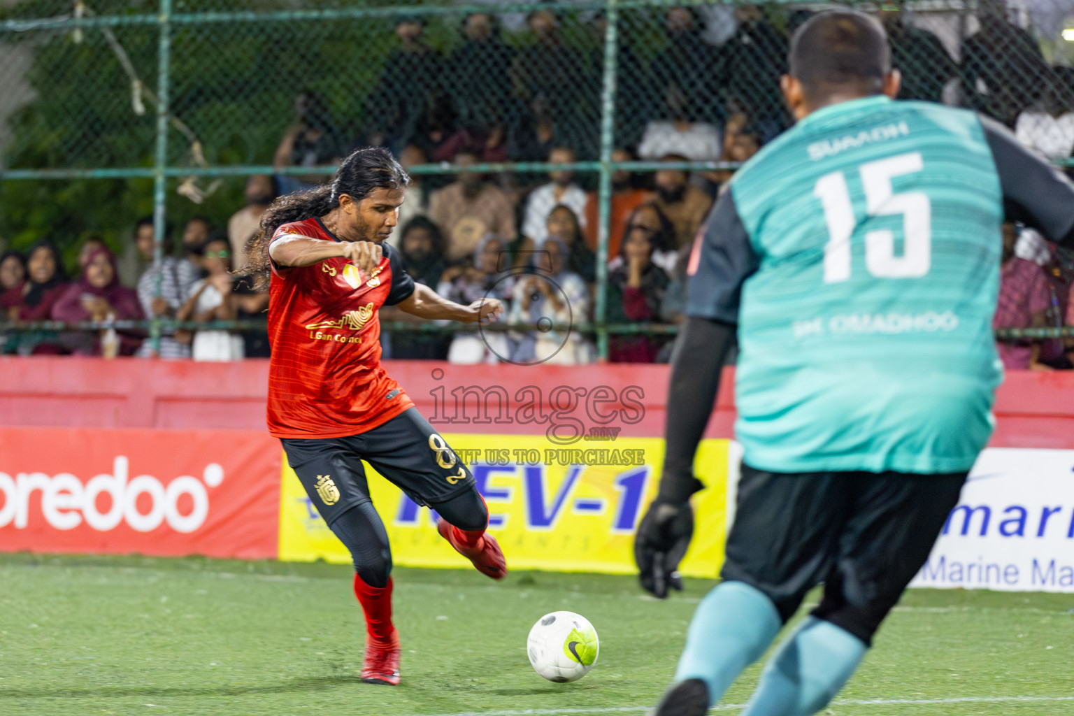 L. Gan VS Th. Omadhoo on Day 35 of Golden Futsal Challenge 2024 was held on Tuesday, 20th February 2024, in Hulhumale', Maldives 
Photos: Hassan Simah, / images.mv